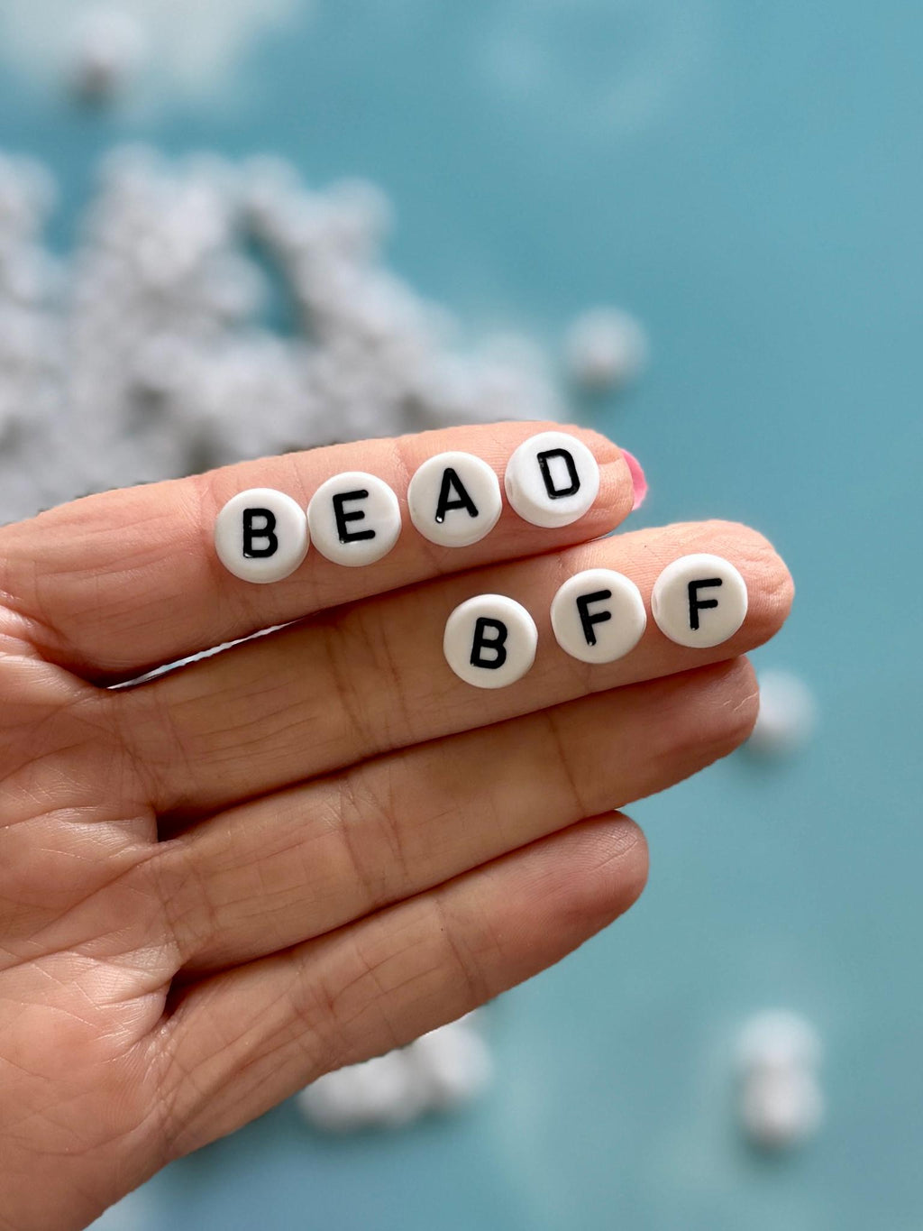 Large White Acrylic Letter Beads, 9.5mm, DIY Pet Collars, Kandi