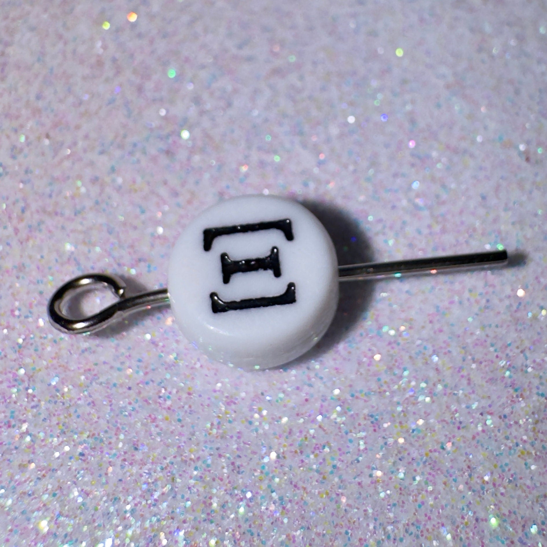 100 Greek Letter Beads: White Acrylic Xi Charms (7mm)