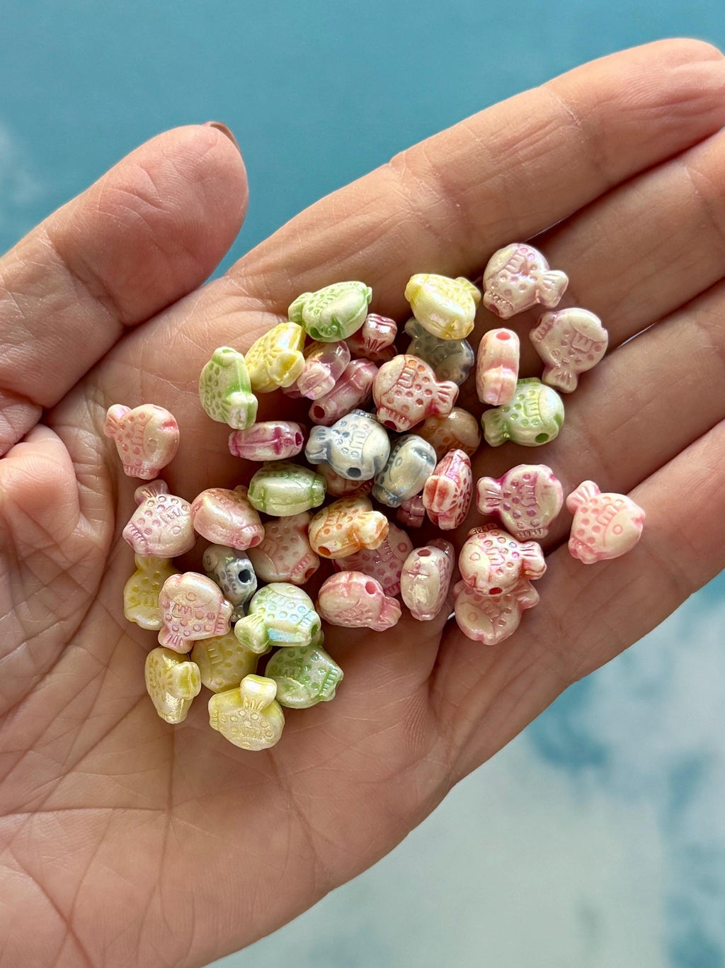 Shiny Fish Beads, 100 pcs, 10.5mm, Acrylic, Funny Beads for Kandi, Crafts, Kawaii beads