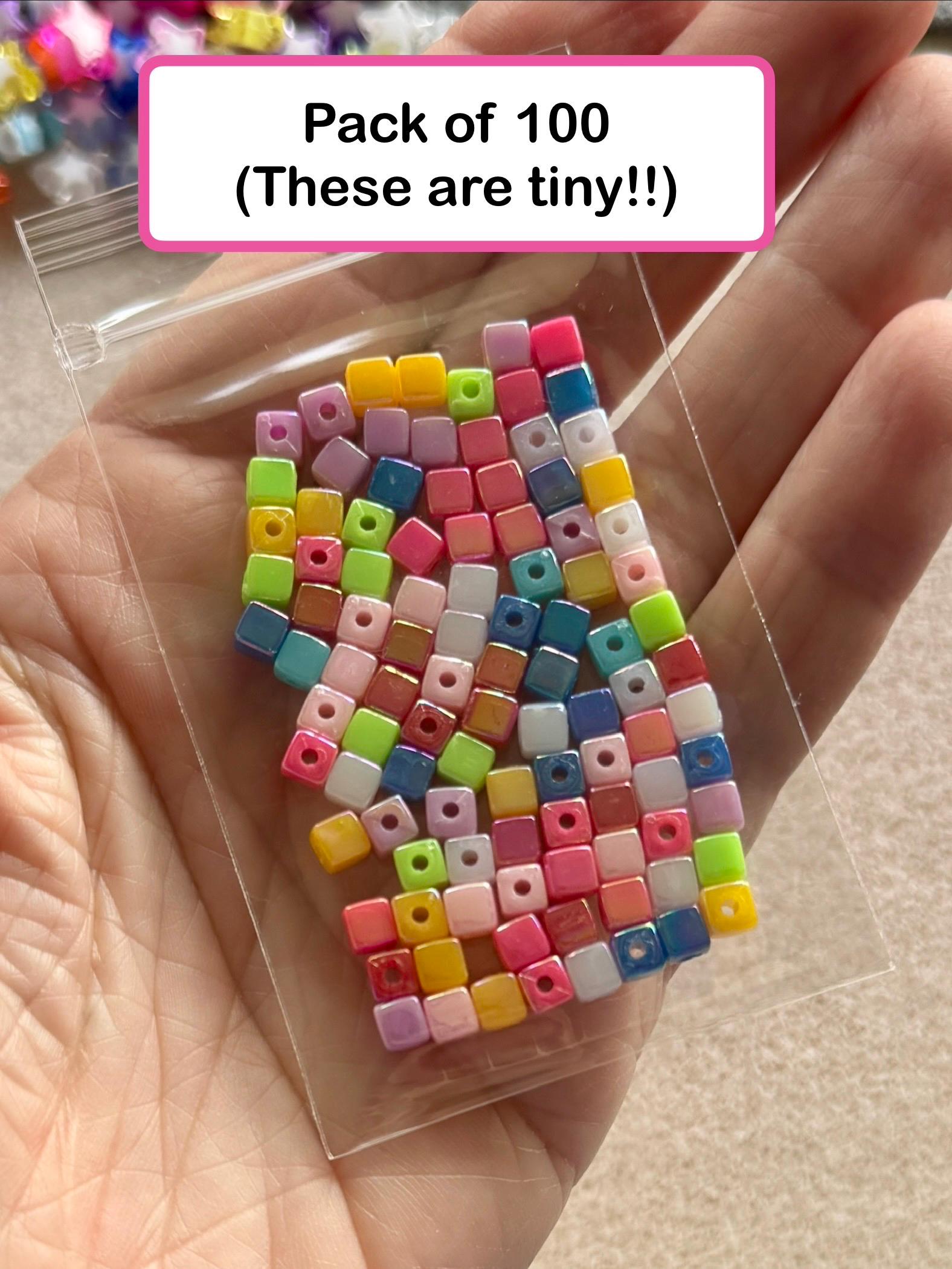 Tiny 4mm Cube Beads, AB Plated, 100 pcs, Hole: 1mm