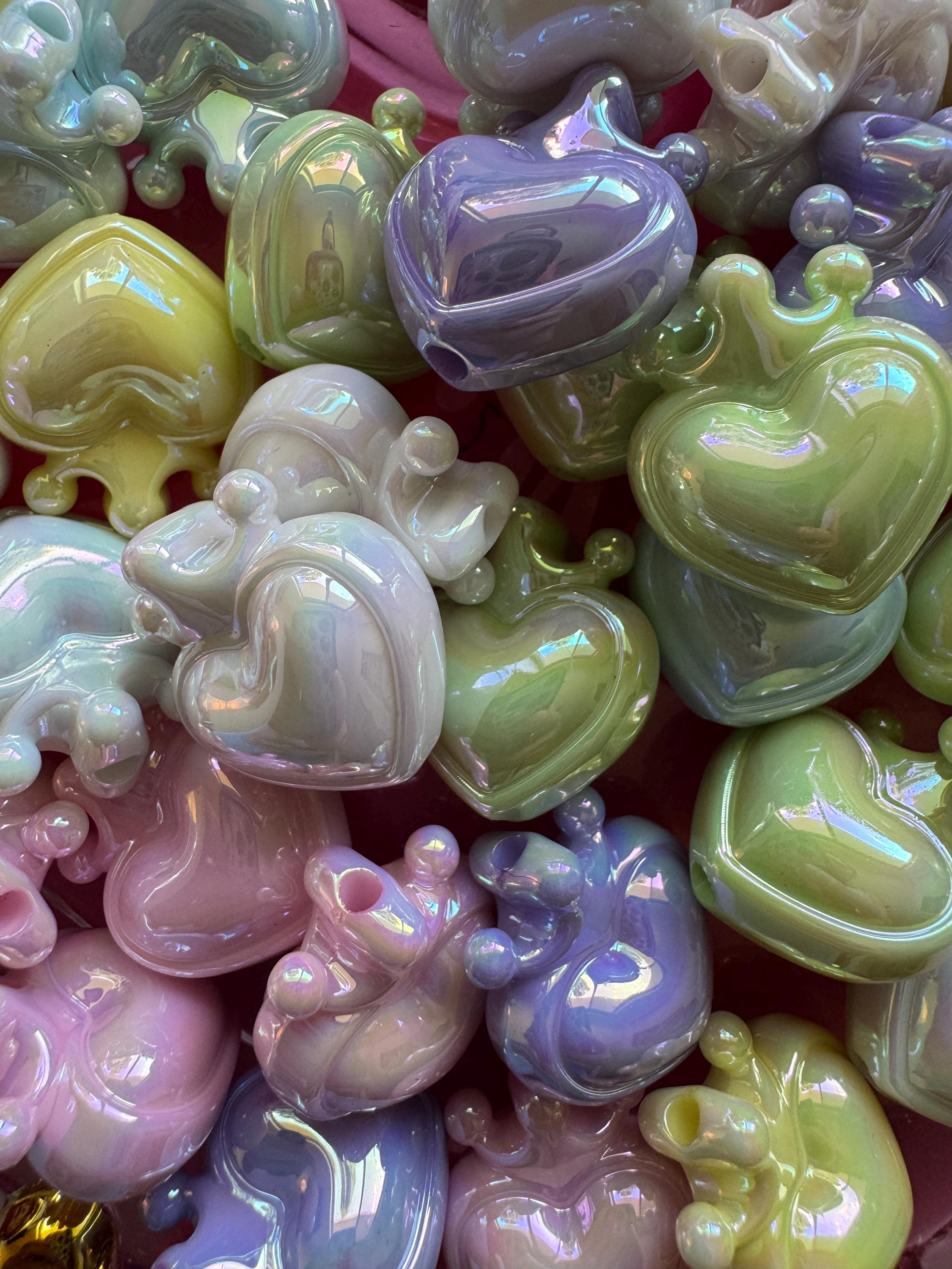 Heart Crown Beads, 24.5mm, Hole: 2mm