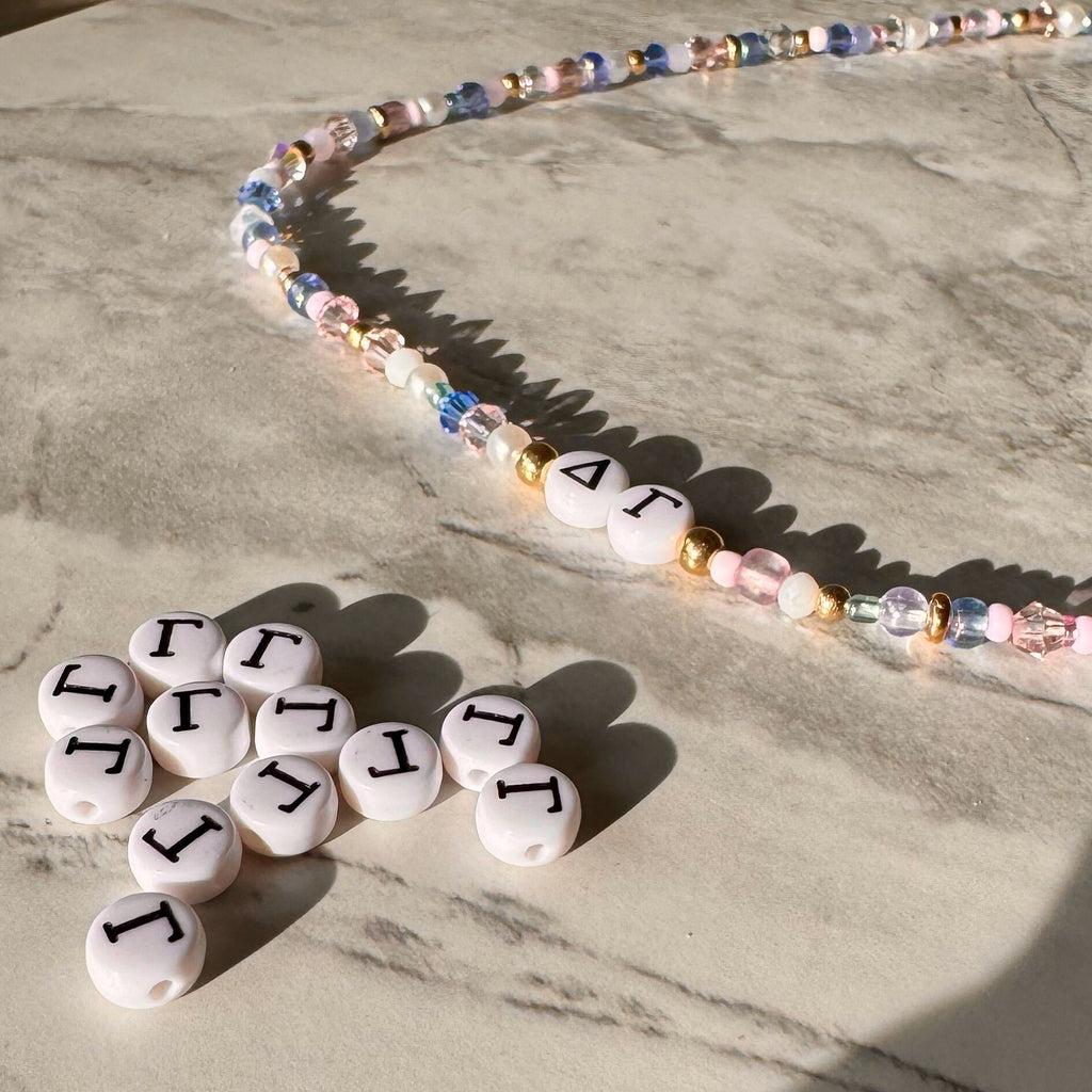 Gamma Greek Letter Beads: DIY Sorority Jewelry, Friendship Bracelets (7mm, 100 pc.)