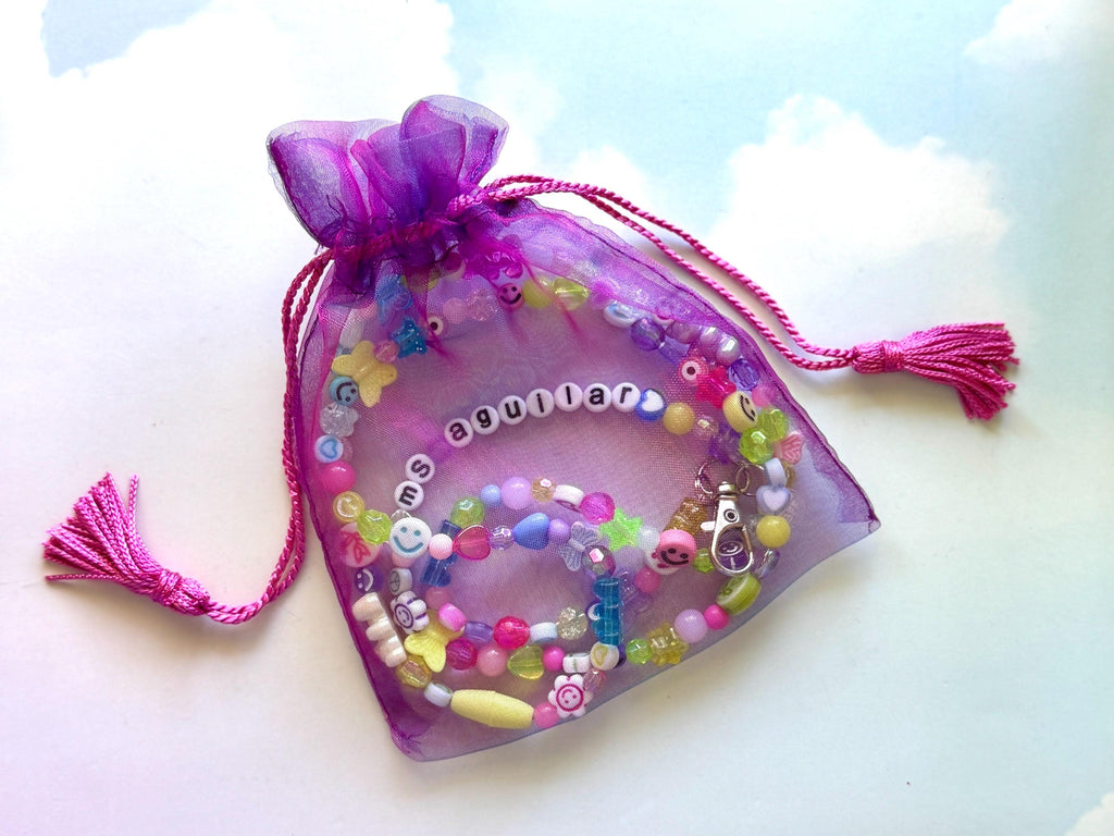 Personalized Beaded Lanyard, Y2K Teacher Nurse ID Holder