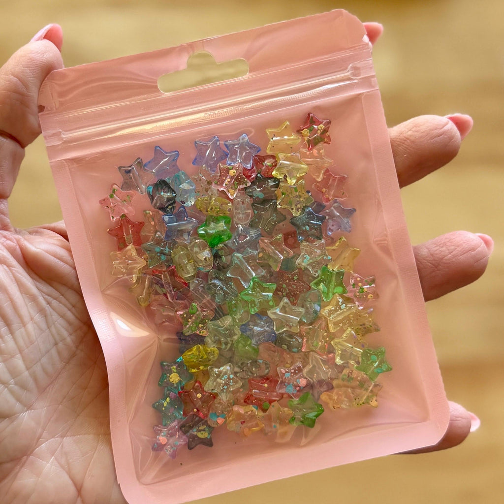 100 pcs Acrylic Star Beads, Speckled Paint, 9.5mm, hole: 1.5mm