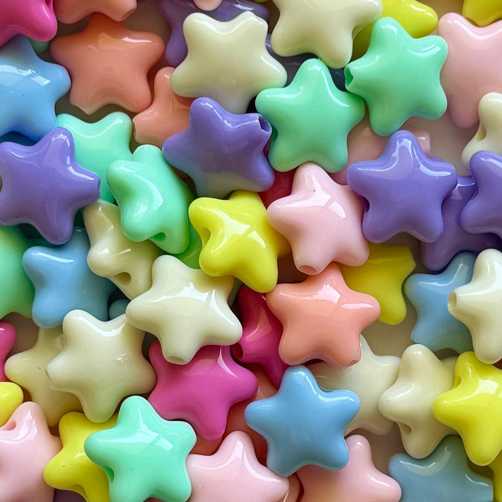 Glossy Star Beads, 20mm, Hole: 3.3mm, Acrylic, 20 pcs