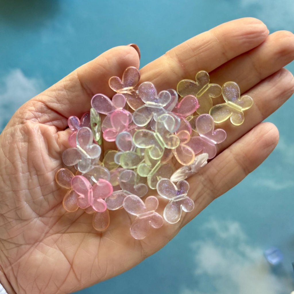 Glitter Butterfly Beads, 40 pcs, Acrylic, 15mm