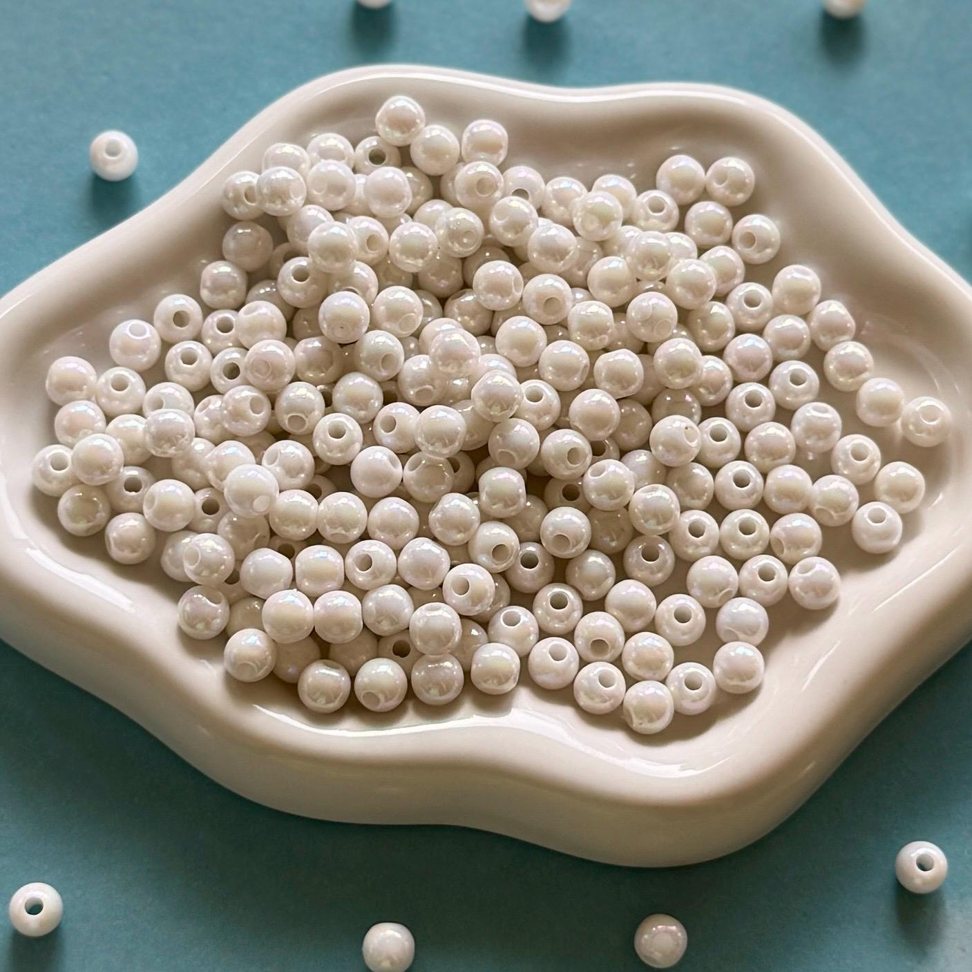 100 pcs 6mm AB White Round Spacer Beads