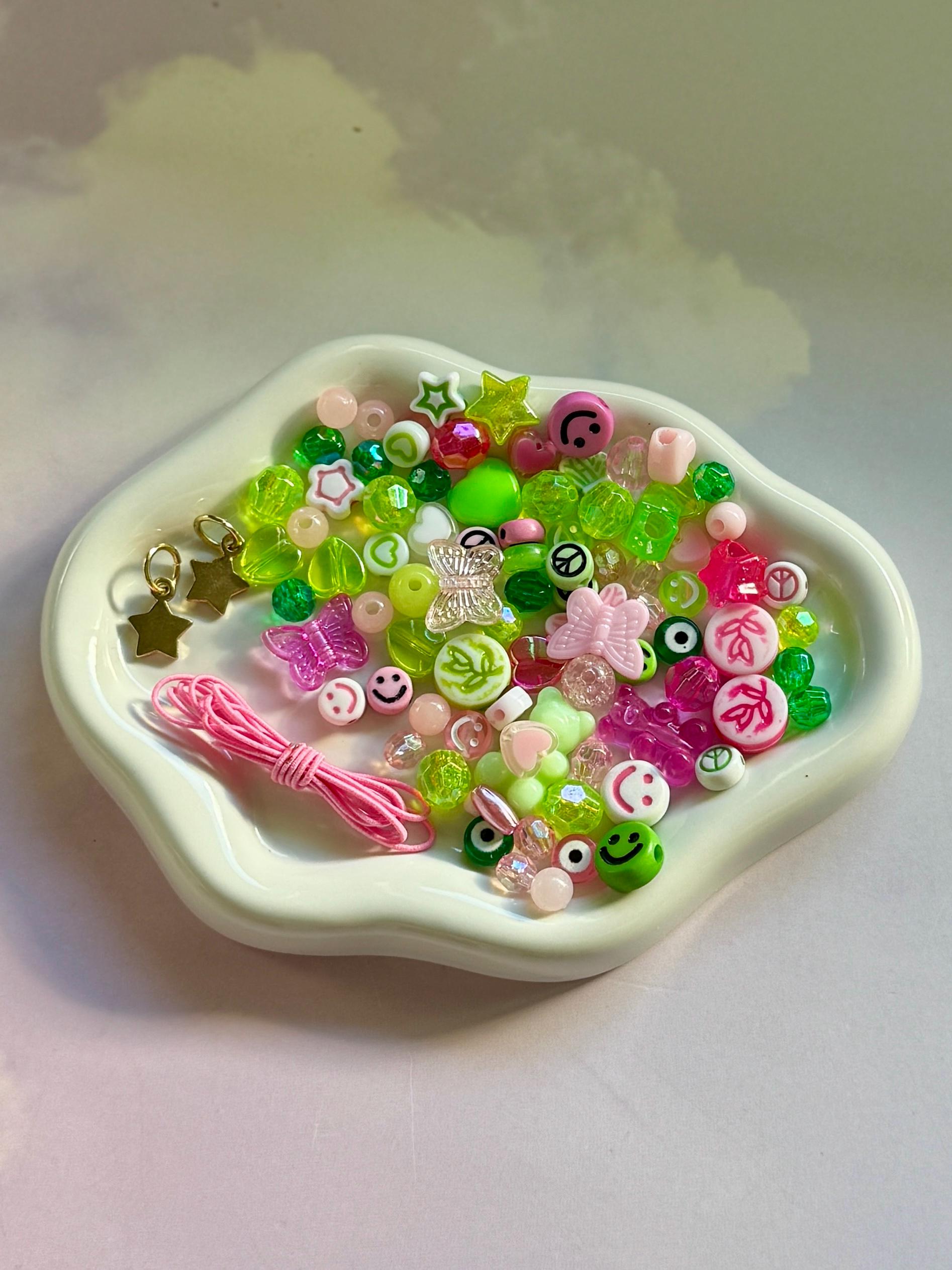 Kids DIY Bracelet Kit – Smiley Face Beads, Star Charms (Set of 5 Kits)