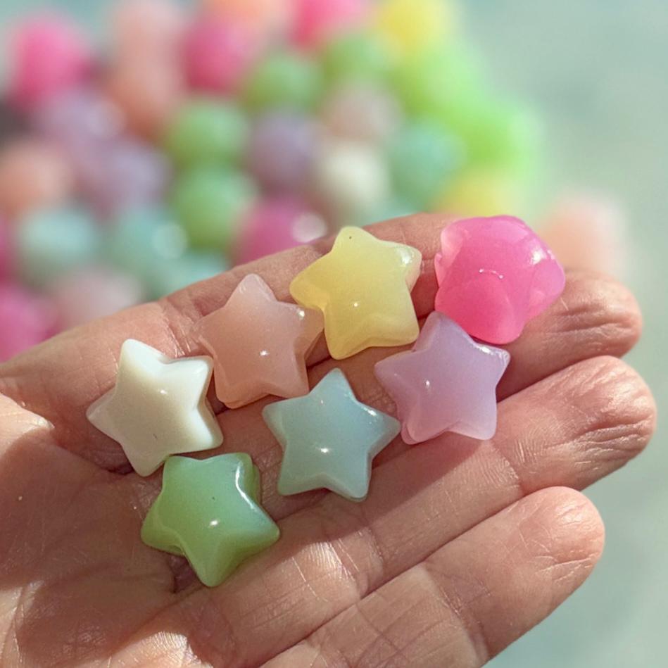 Milky Jelly Star Beads, Kandi Craft Supplies (20 pcs)