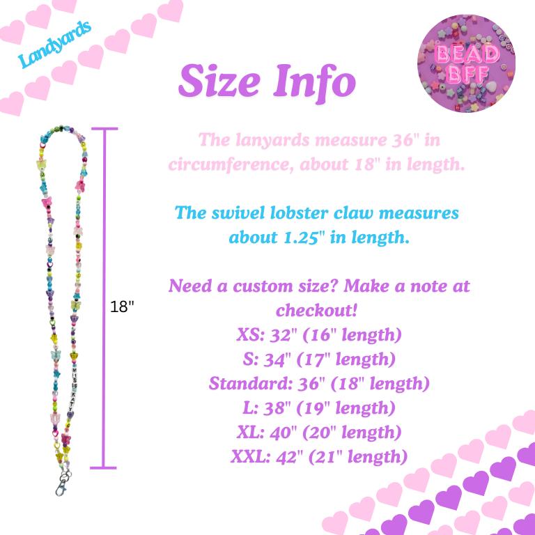 Rainbow Beaded Name Lanyard: Personalized Teacher Nurse ID Badge