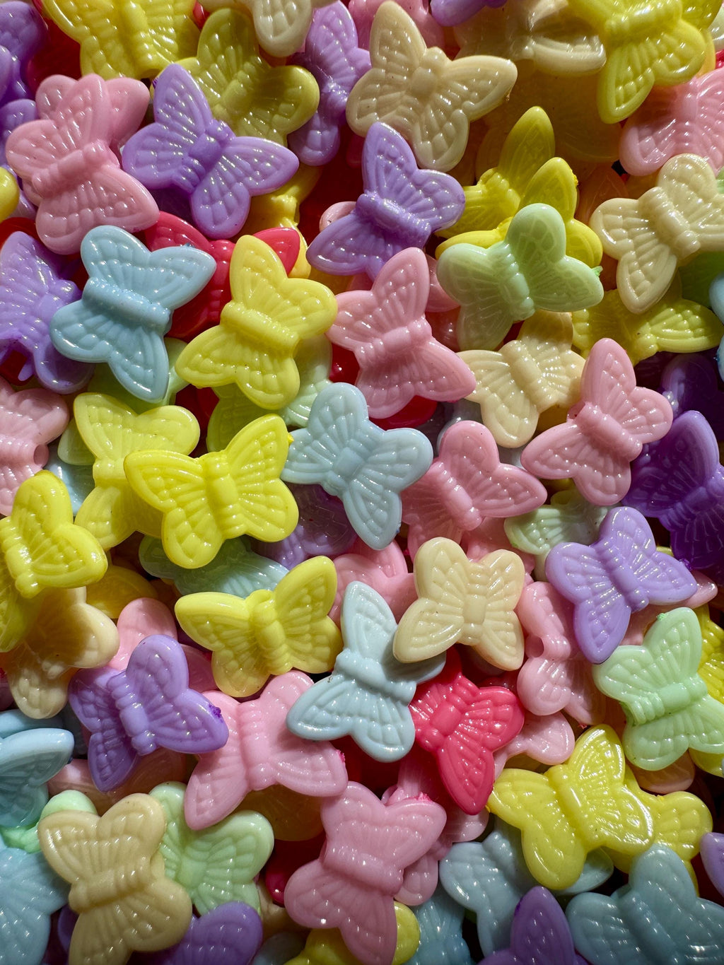 Pastel Acrylic Butterfly Beads, Y2K Kawaii Jewelry, 11mm (100 Pieces)