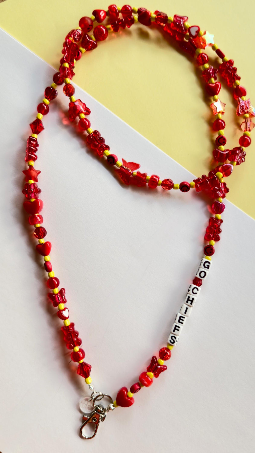 Personalized Beaded School Spirit Lanyard, Kandi Kidcore ID Badge Holder