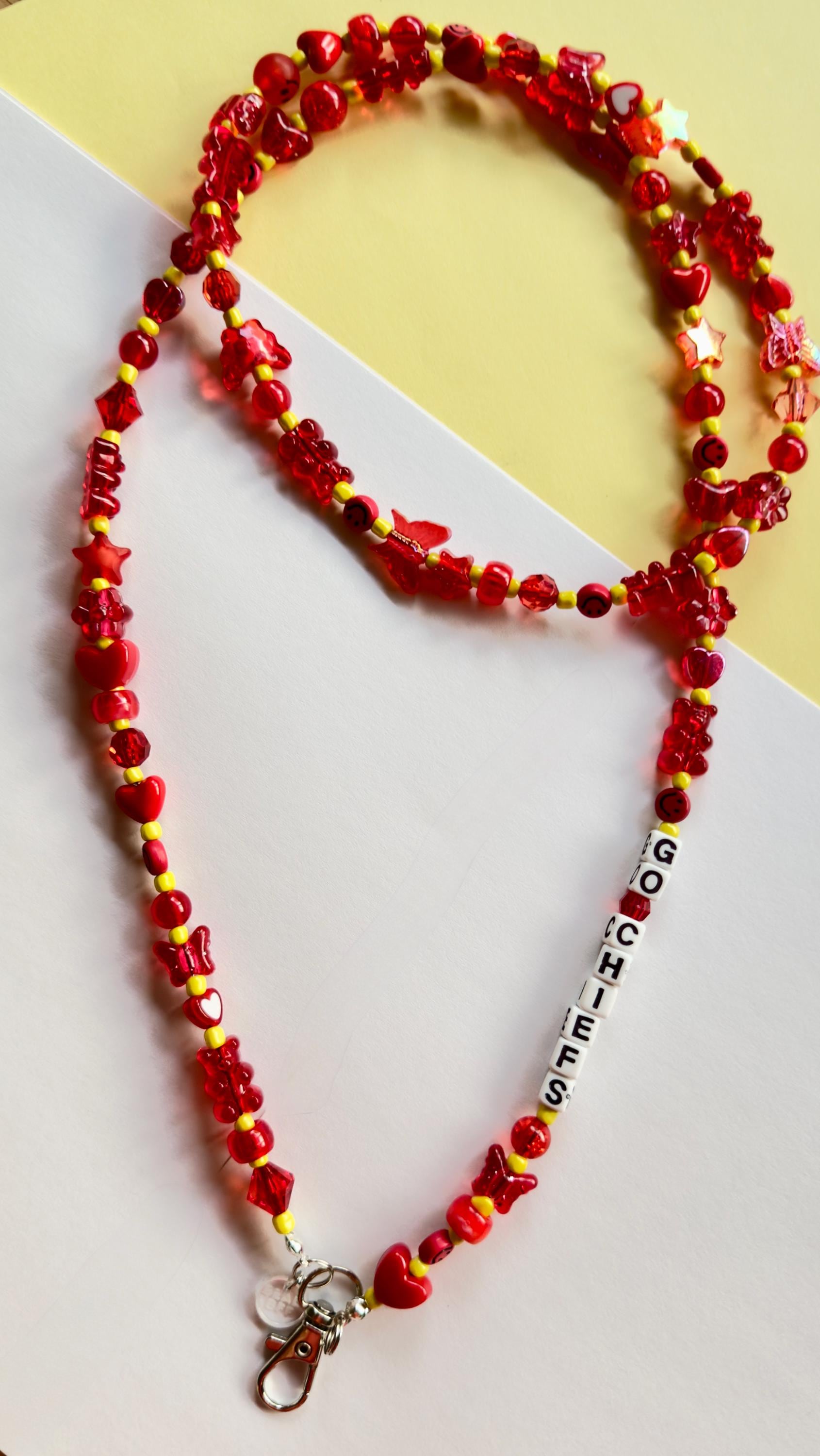 Personalized Beaded School Spirit Lanyard, Kandi Kidcore ID Badge Holder