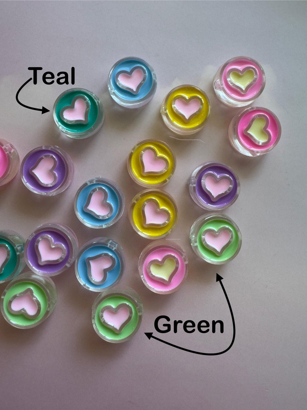 Chunky Acrylic Enamel Heart Bead: Glossy Disc Charm, 23x9mm