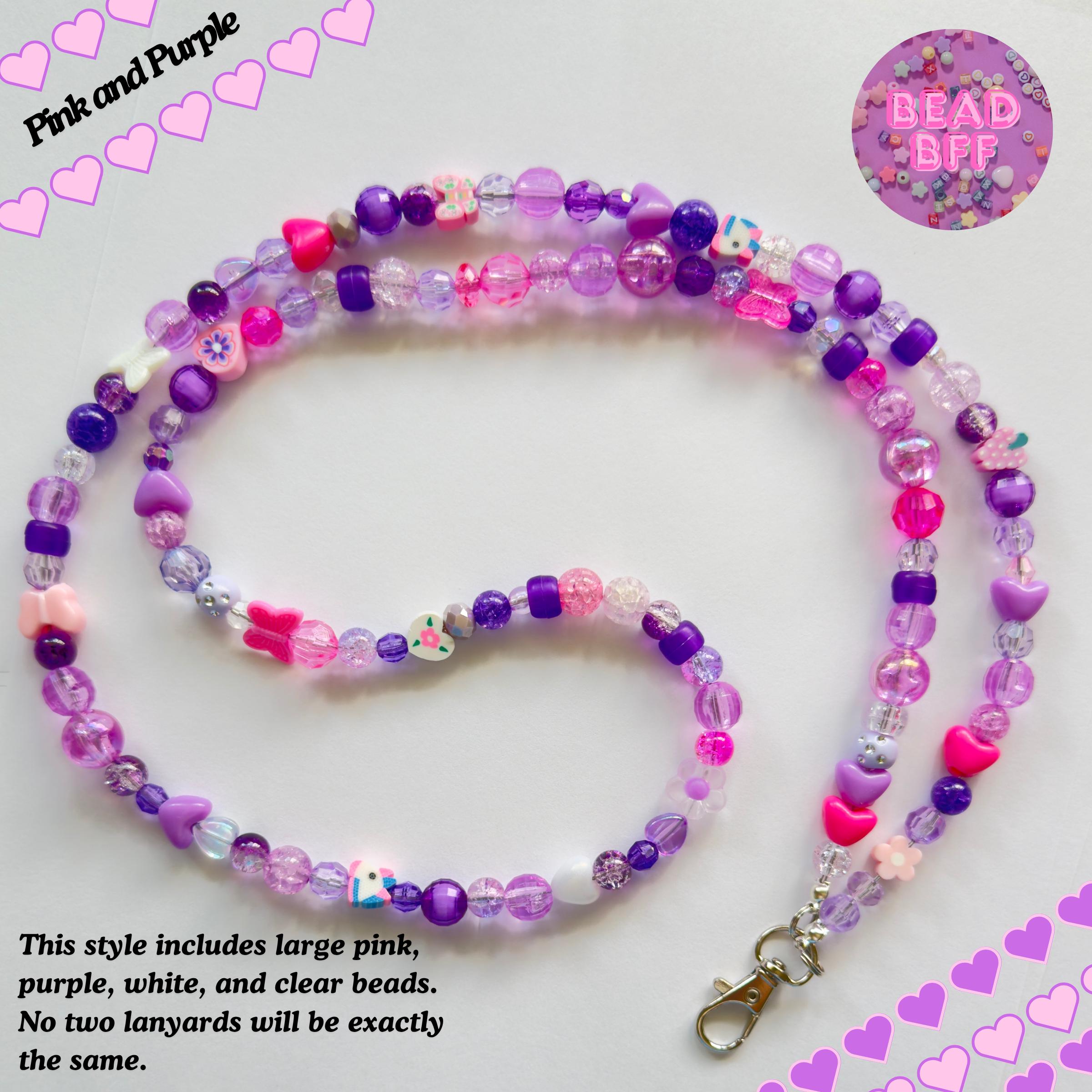 Custom Beaded Lanyard, Vertical Name Beads, Y2K Kidcore Style
