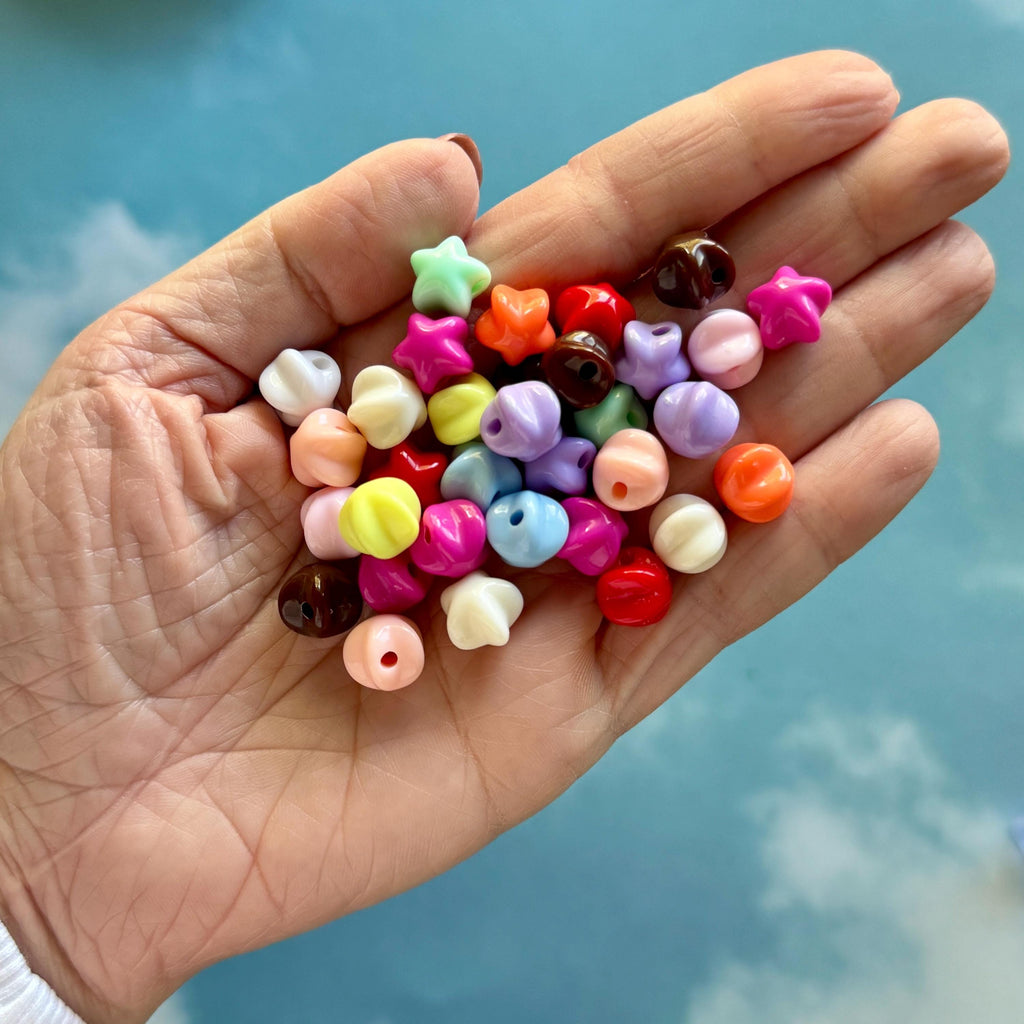 Puffy Star Beads, 11mm, Hole: 2mm for Kandi, Crafts, Necklaces, DIY Jewelry, 36pcs