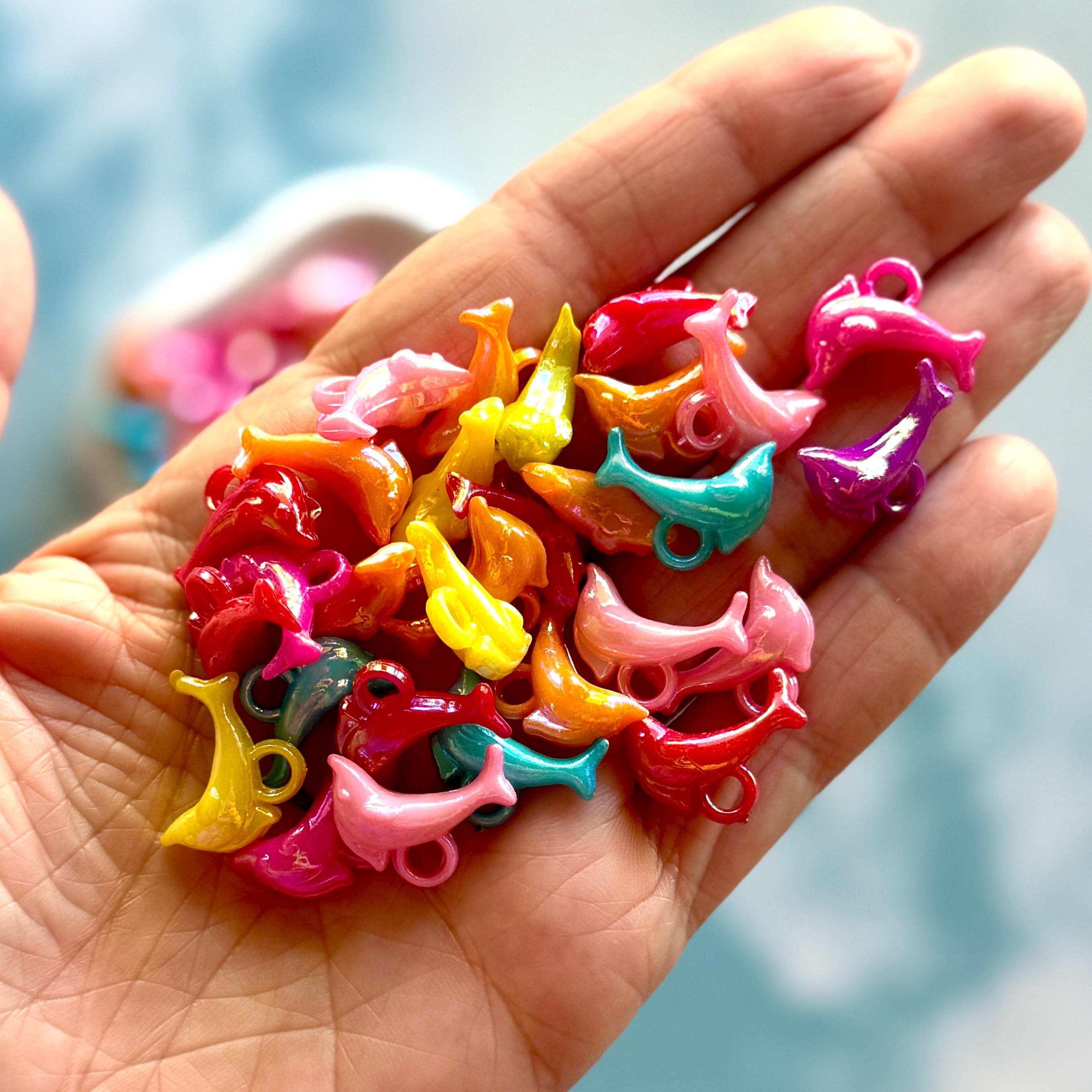 AB Dolphin Charms, 18mm, Hole: 3mm, 50 pcs