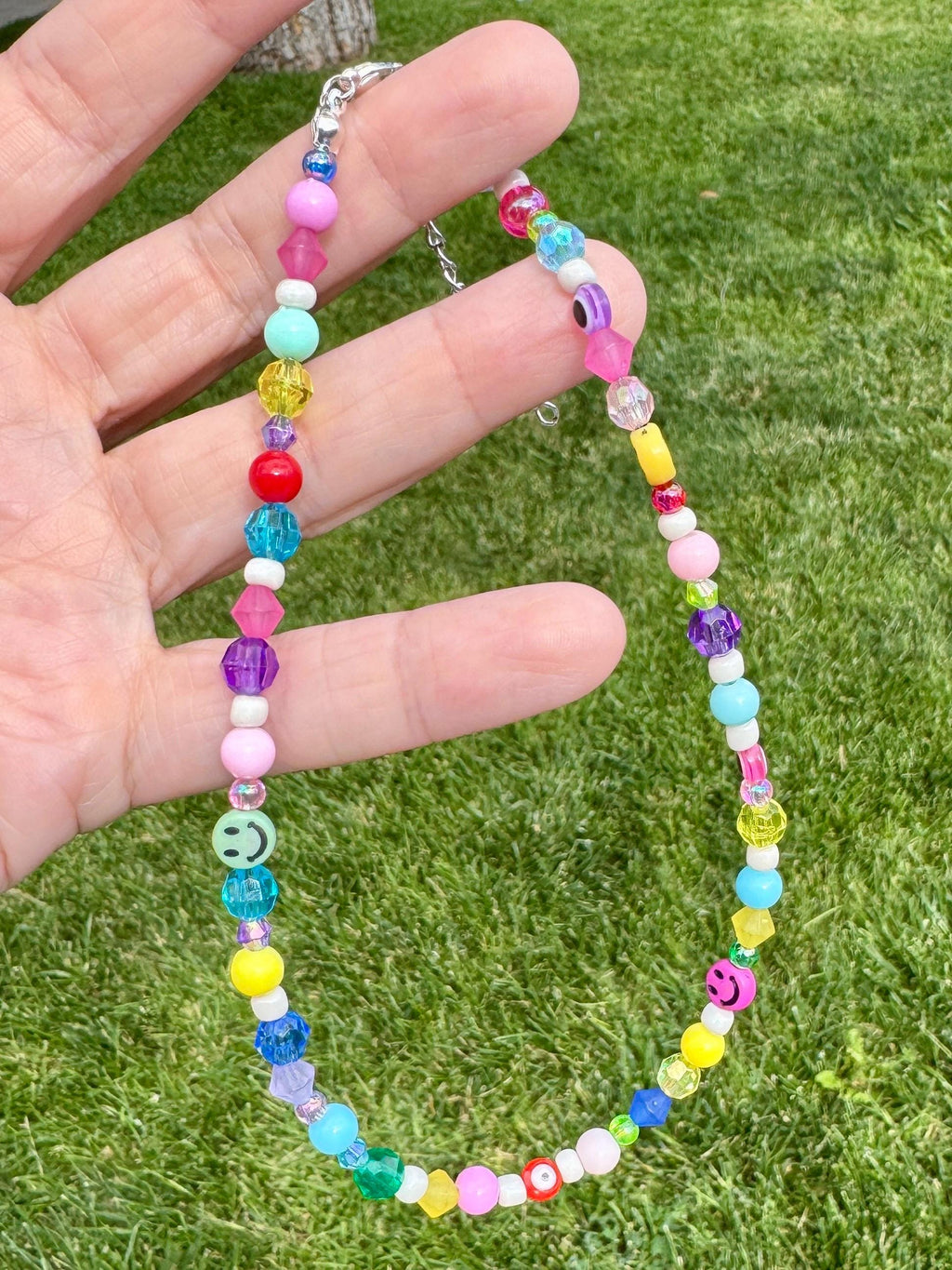 Fun Y2K, 90s, 2000s Beaded Plastic Choker Necklace, Goodie Bag Jewelry
