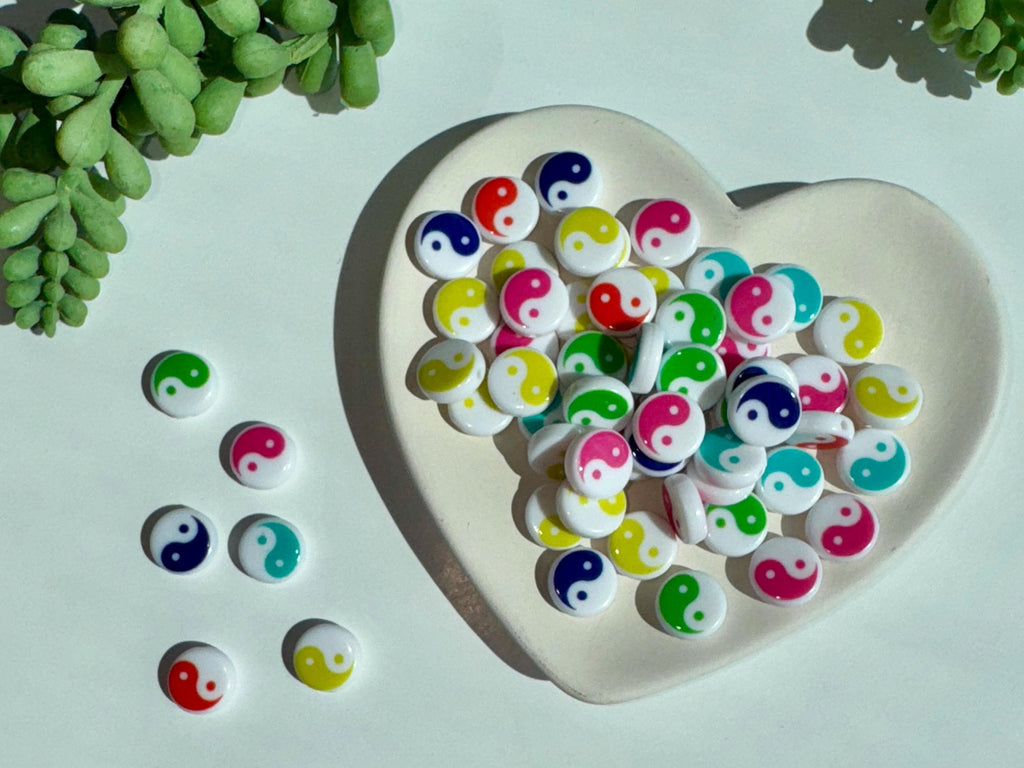 10mm Yin Yang Beads - Colorful Round Acrylic Beads for Jewelry Making, Arts & Crafts. 20 pcs
