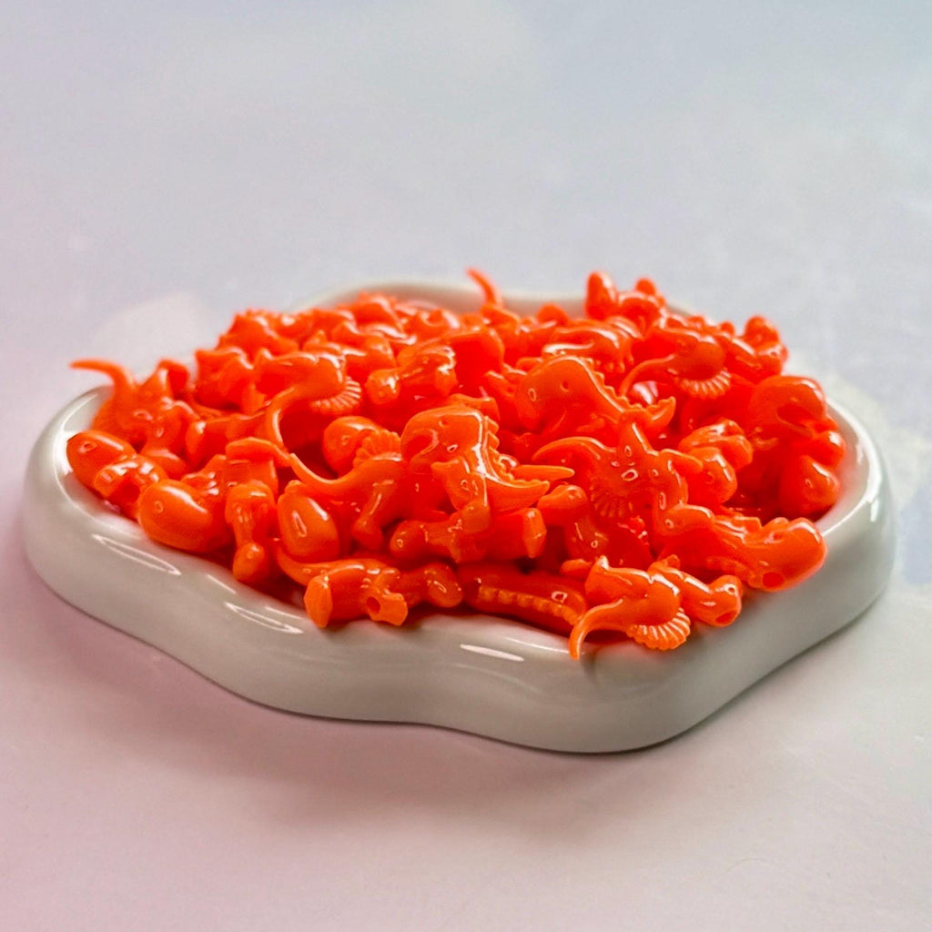 50 pcs Orange Acrylic Dinosaur Beads: Kidcore Crafting, Y2K Jewelry, Kandi