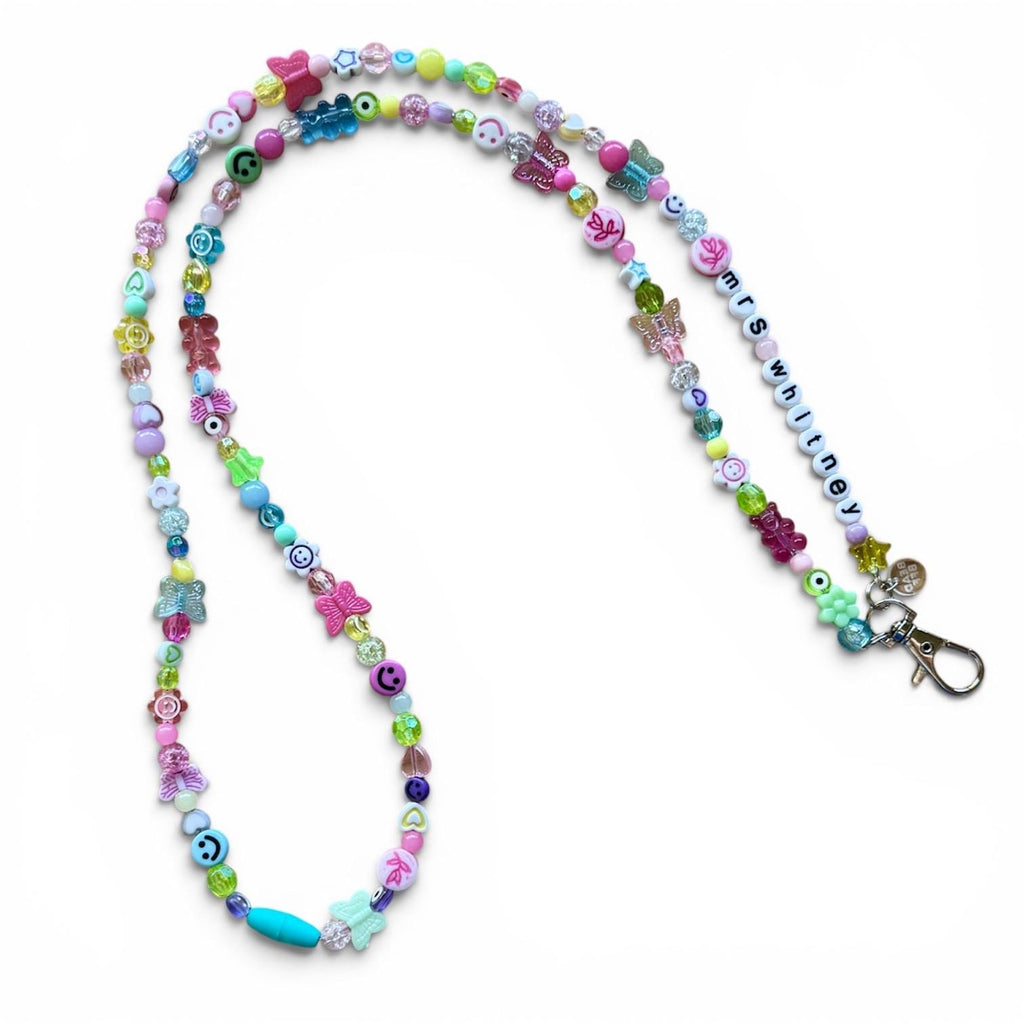 Personalized Beaded Lanyard, Y2K Teacher Nurse ID Holder