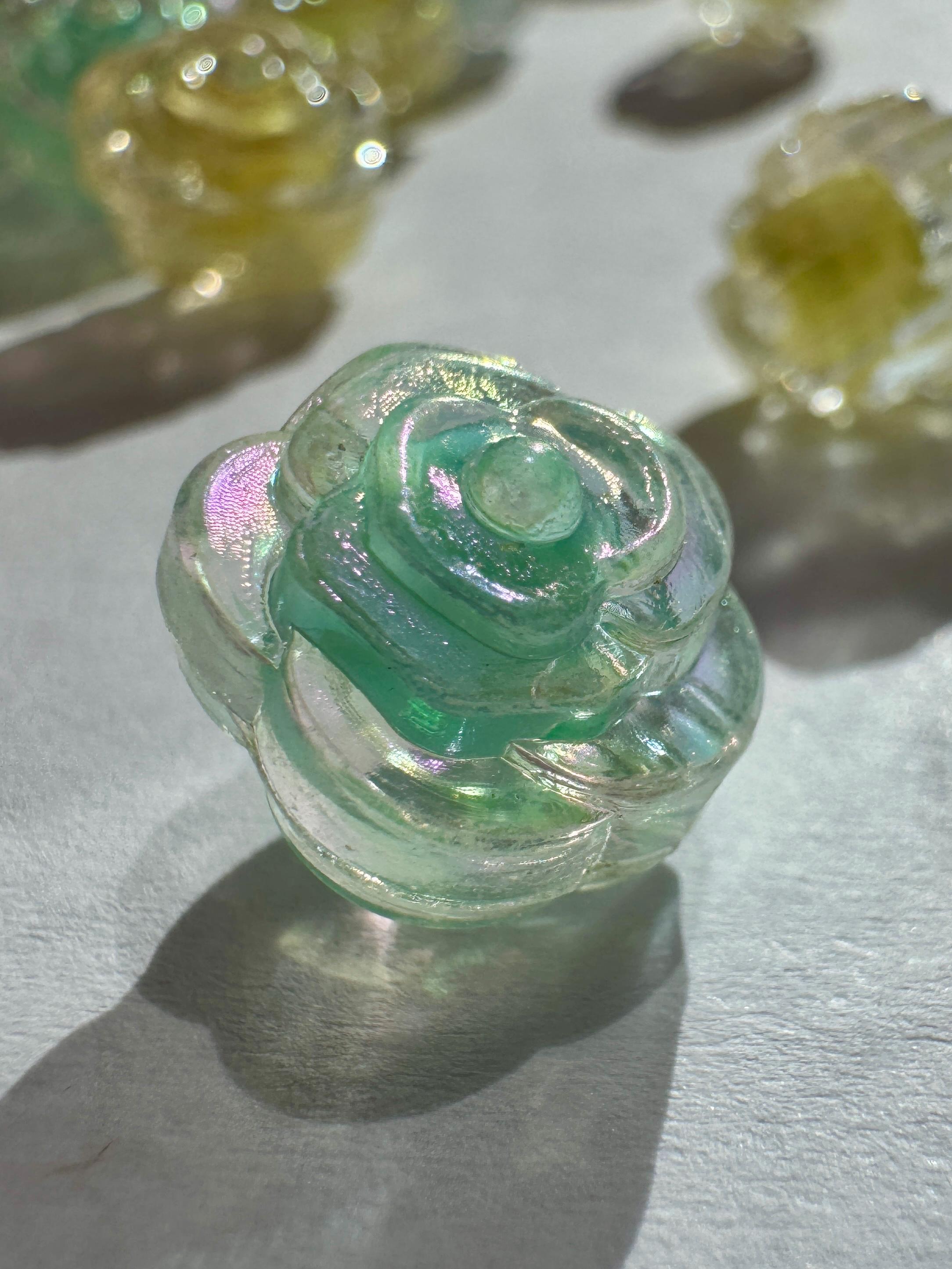 Flower Beads, AB Iridescent Finish, Acrylic, Mixed Colors, 11.5x11x10.5mm, Hole: 2mm, 30 pcs
