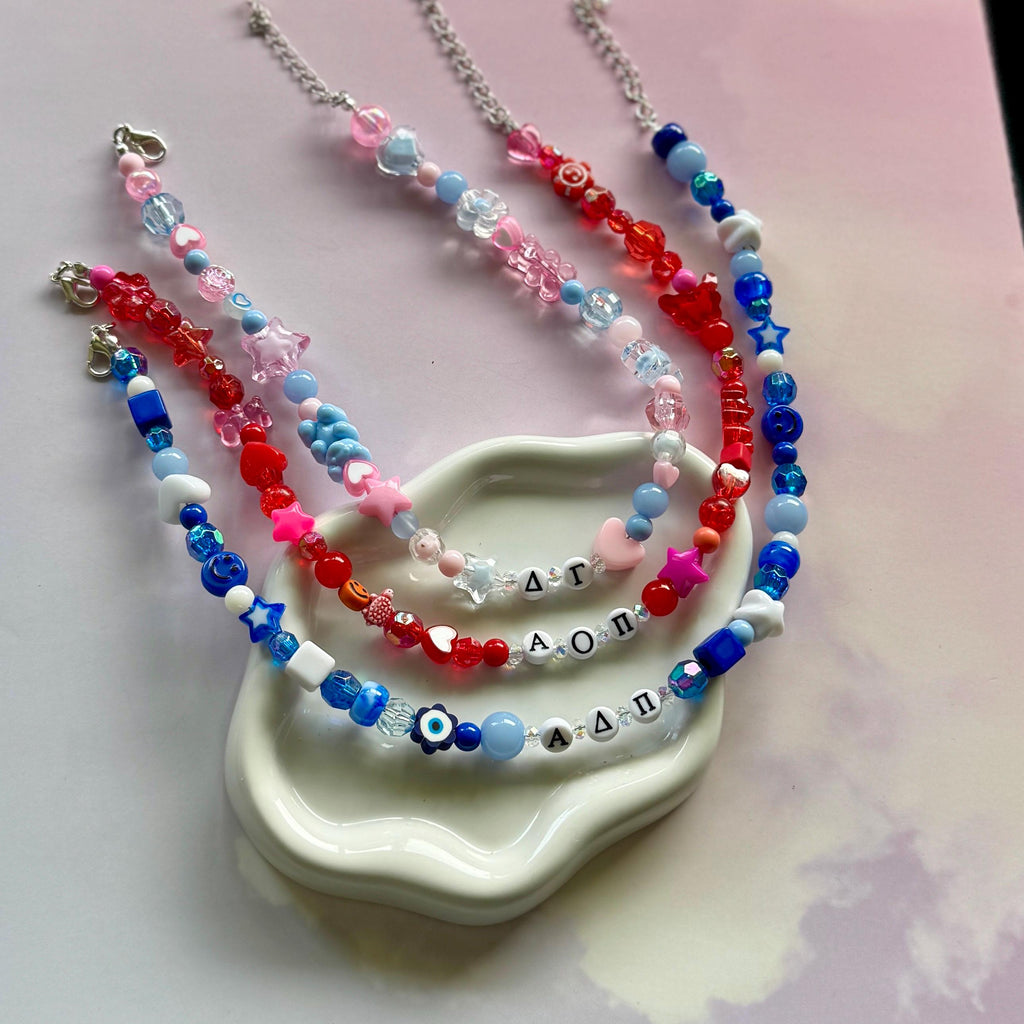 Personalized Sorority Kandi Necklace, Y2K, 90s, 2000s Beaded Choker