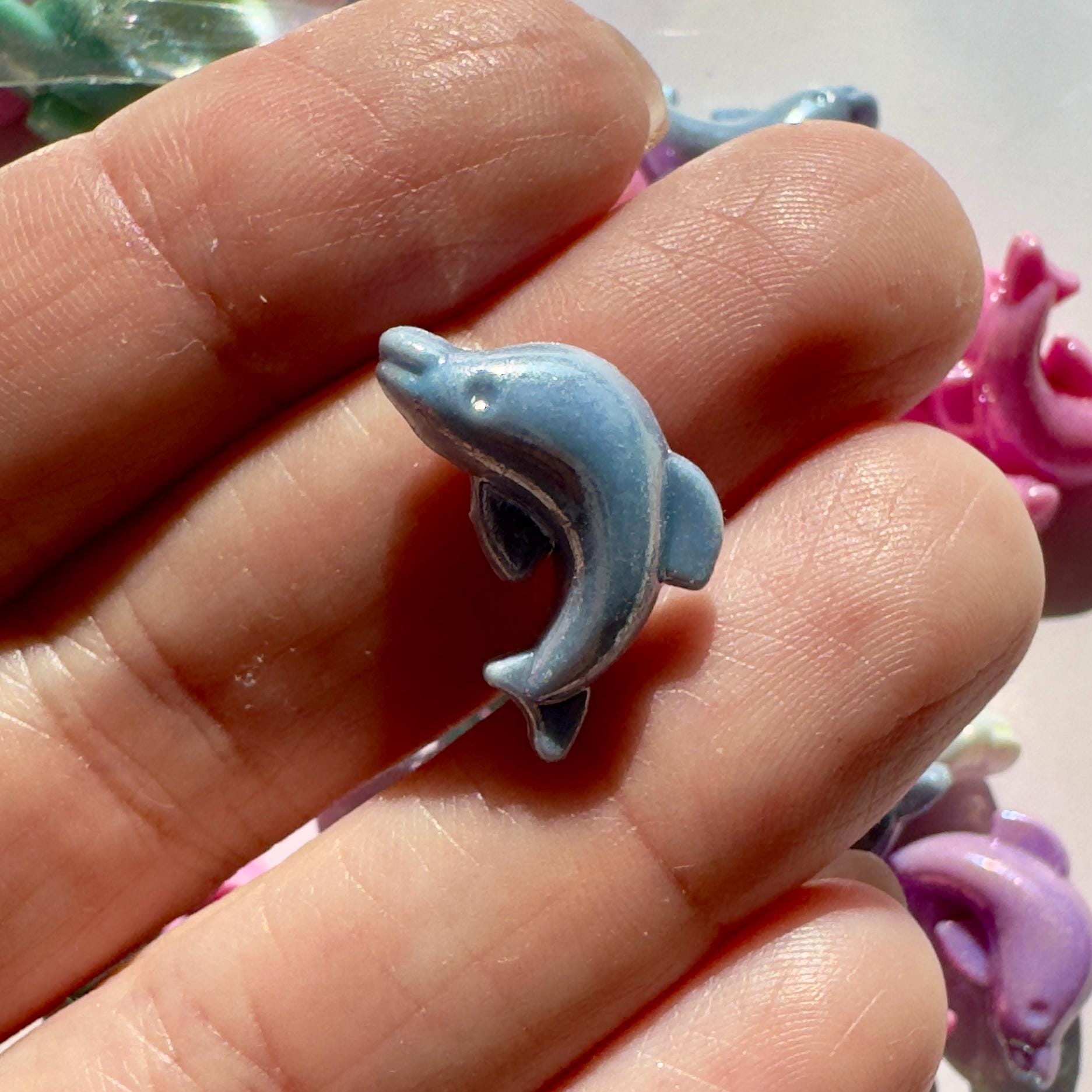 Iridescent Dolphin Beads: AB Finish Acrylic Charms for DIY Crafts