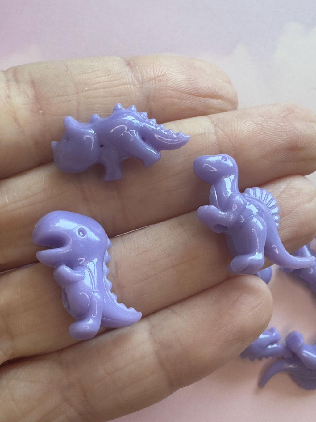 50 pcs Light Purple Dinosaur Beads: Kidcore Y2K Jewelry, Crafts
