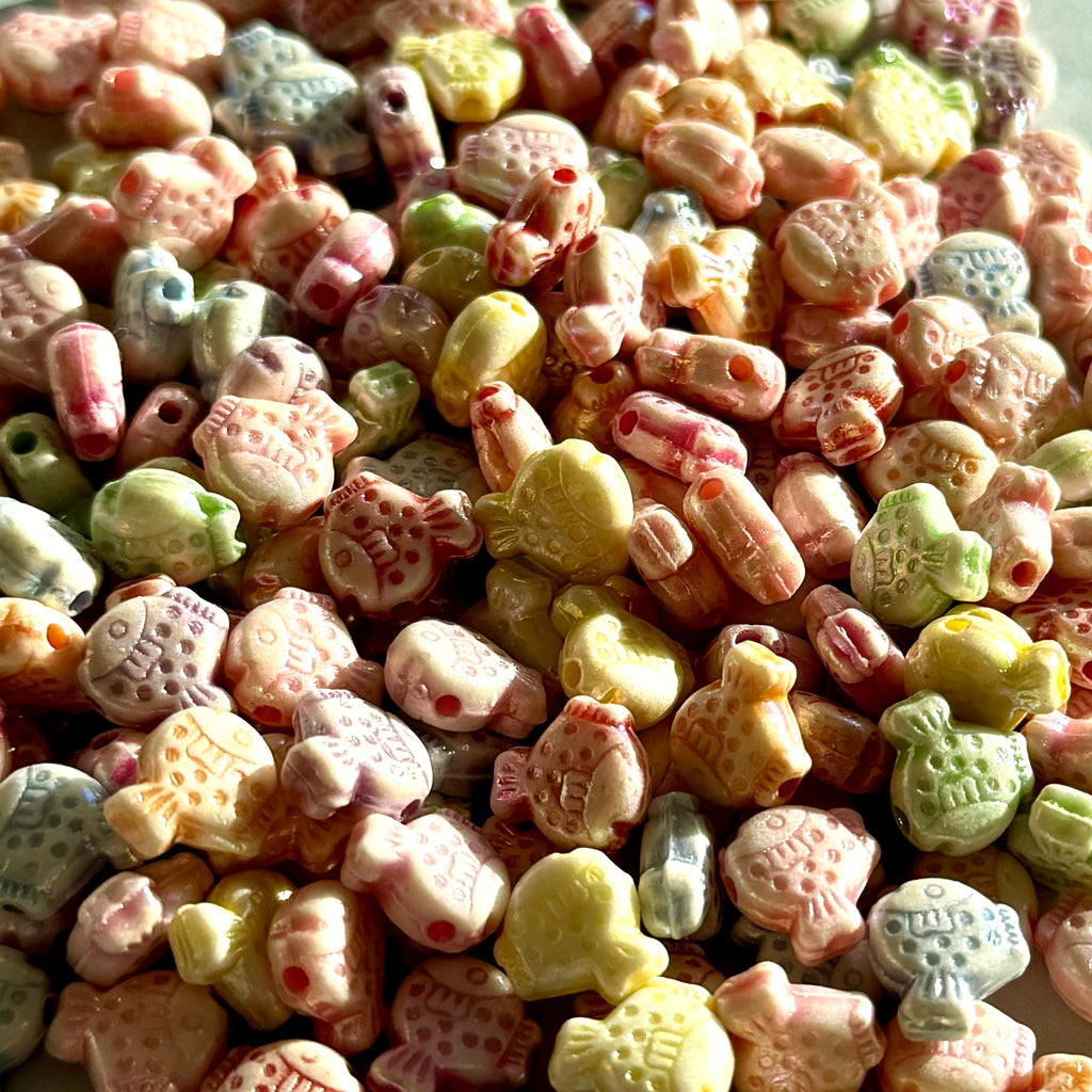 Shiny Fish Beads, 100 pcs, 10.5mm, Acrylic, Funny Beads for Kandi, Crafts, Kawaii beads
