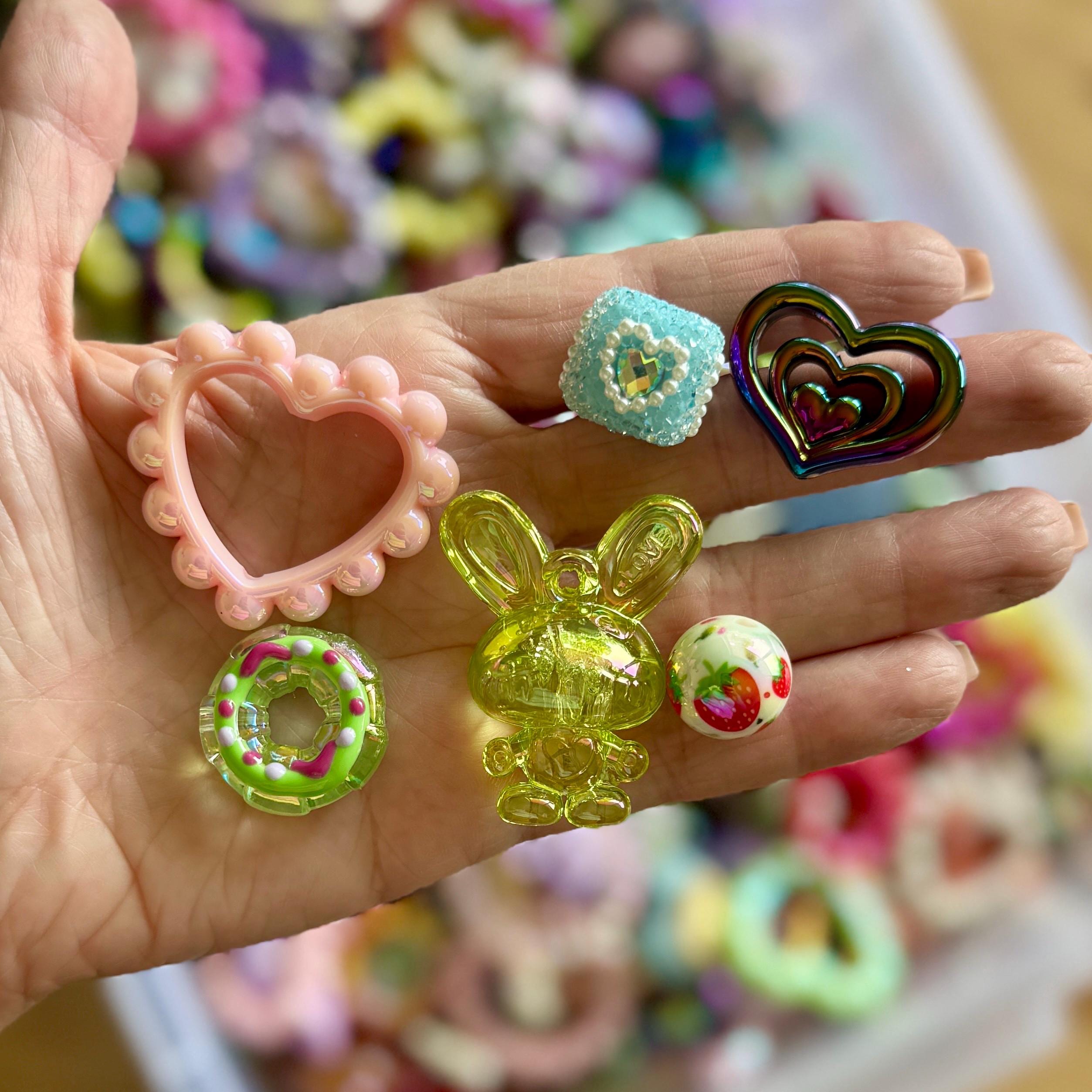 10 pcs Chunky UV Charm Mix, Bead Soup, Kawaii Y2K Kandi Charm Mix, for Crafts, Keychains, Purse Charms