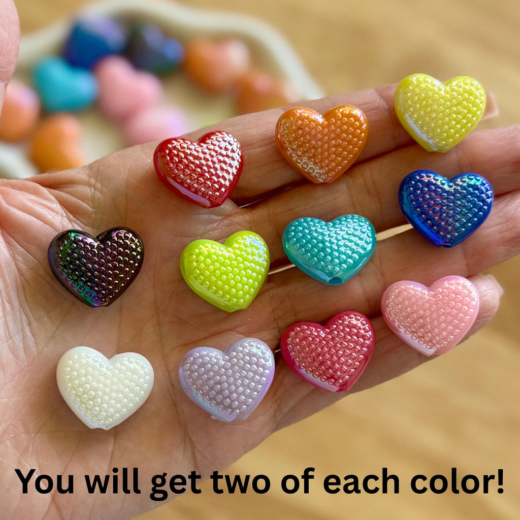 Textured Heart Beads, UV Plating Iridescent, 17.5mm, Hole: 2.8mm, 22 pcs