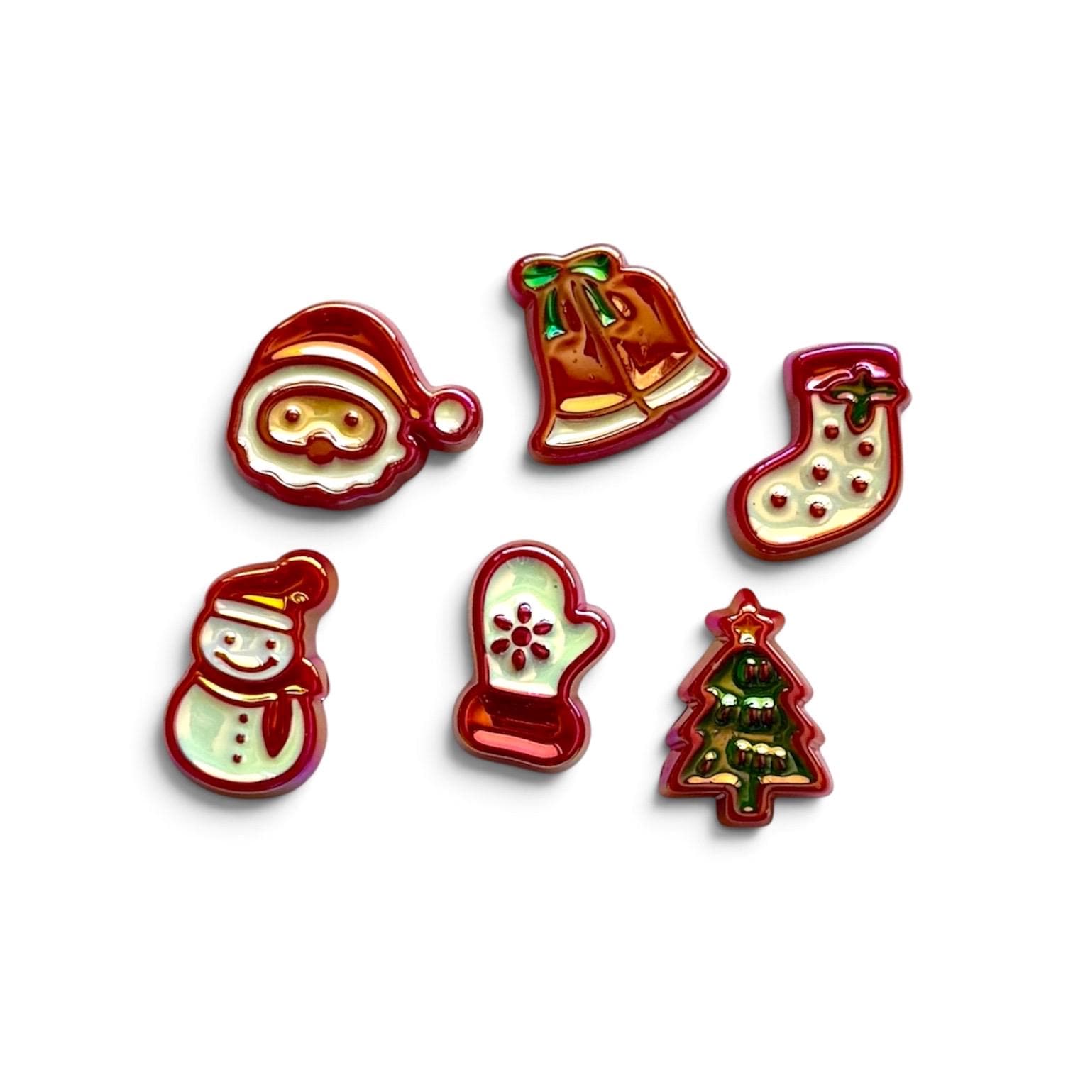 Christmas Beads! Horizontal Hole, Chunky UV Plated with Enamel, 1 pc, Hole: 3.5mm, 22mm