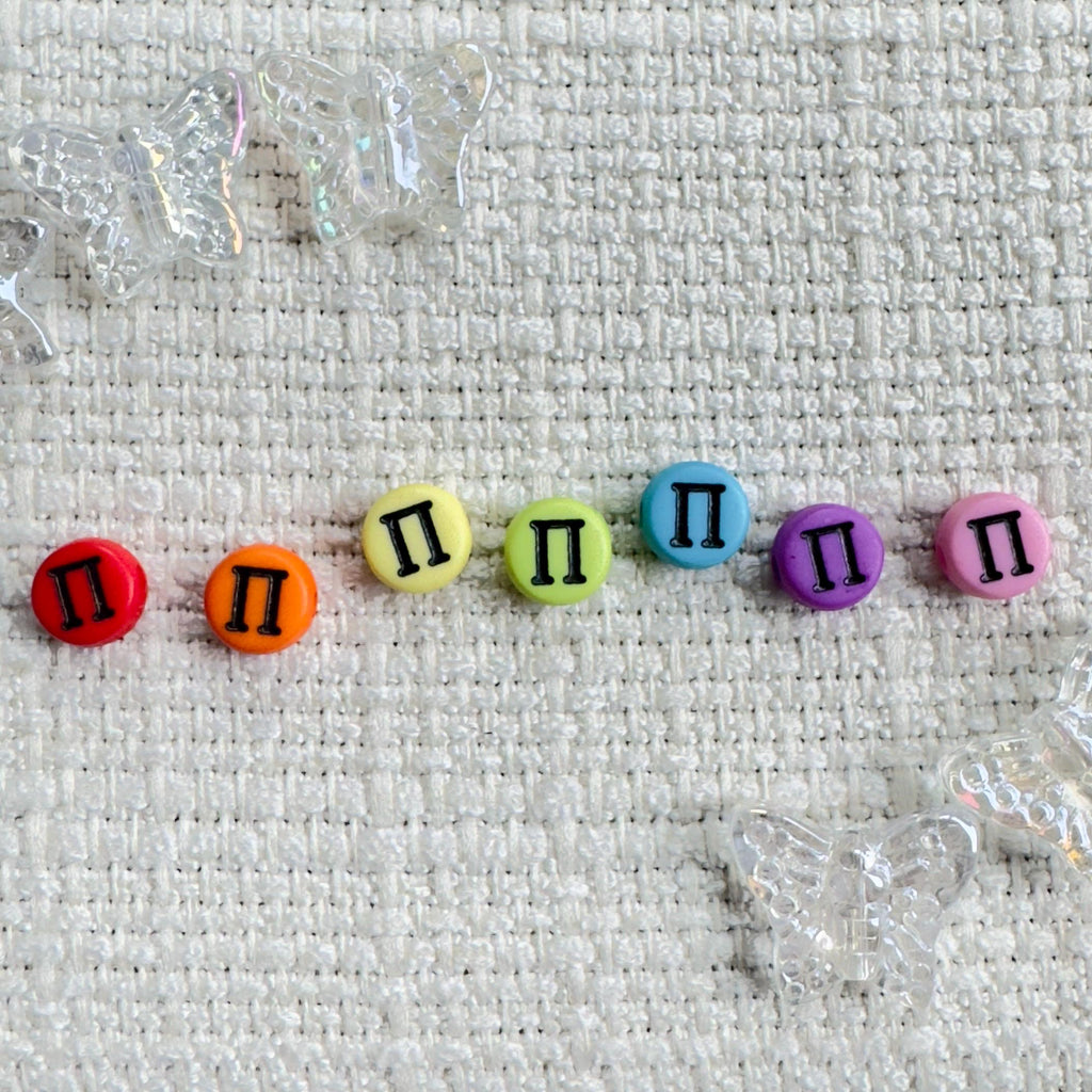 Colorful Greek Letter Beads: Sorority Fraternity DIY Bracelets (7x4mm, 10pcs)
