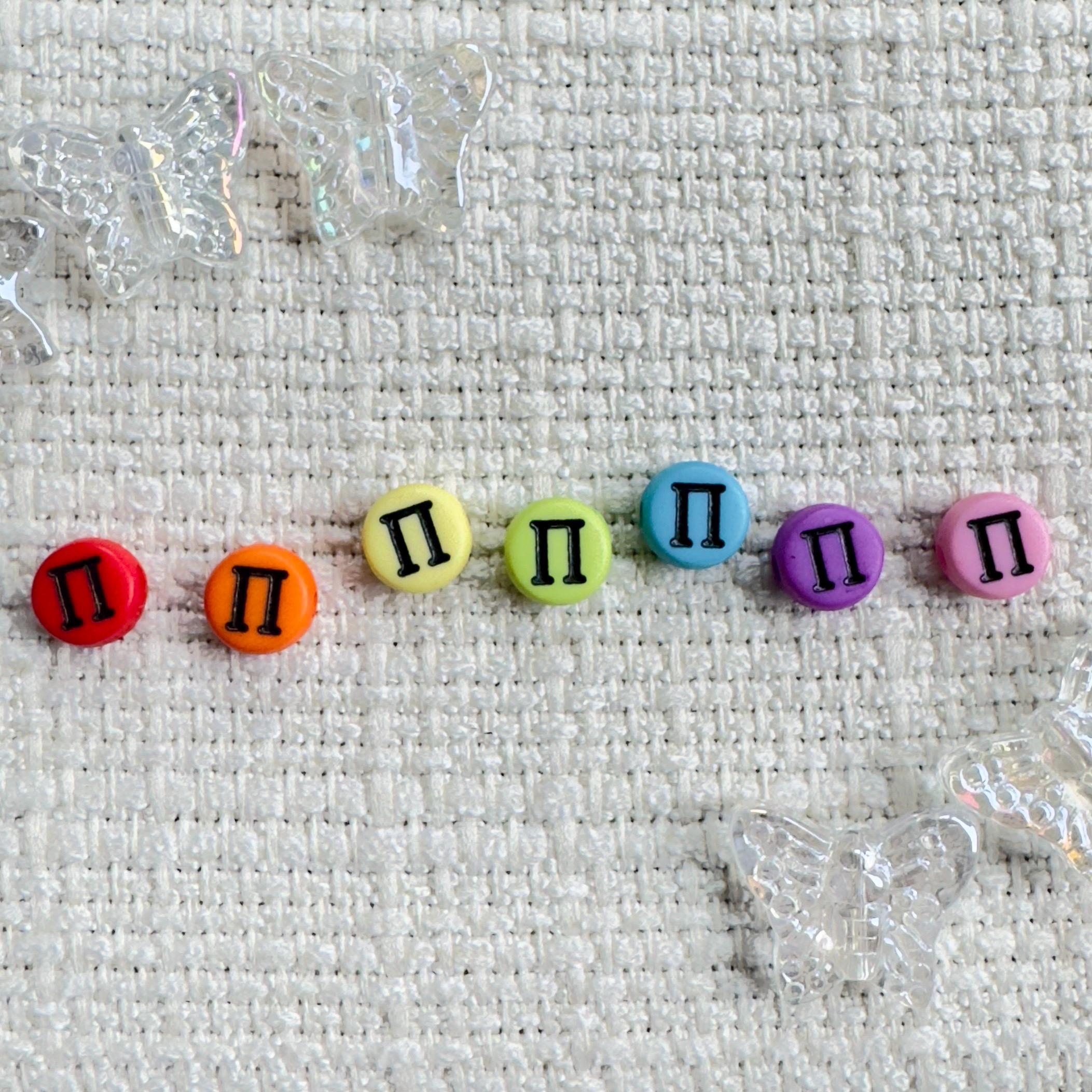 Colorful Greek Letter Beads: Sorority Fraternity DIY Bracelets (7x4mm, 10pcs)