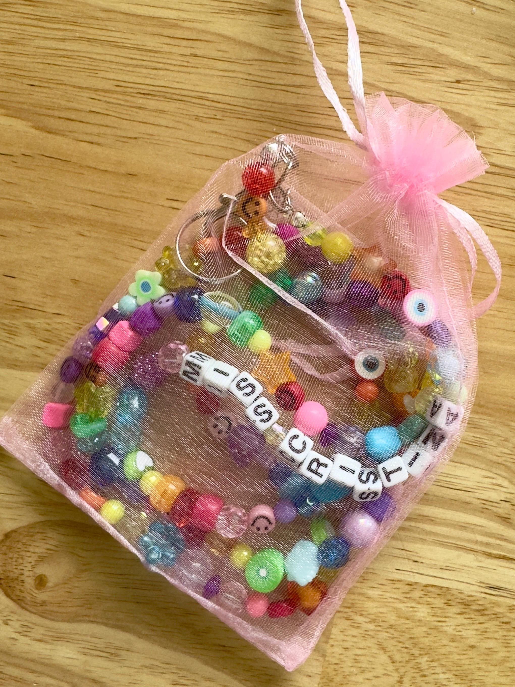 Rainbow Beaded Name Lanyard: Personalized Teacher Nurse ID Badge