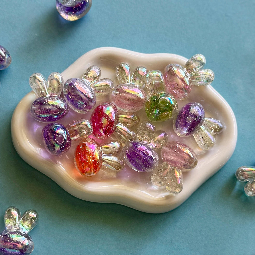 Big Bunny Beads, Glitter, AB Color Plated, 20.7mm, Hole: 3.4mm, 5 pcs