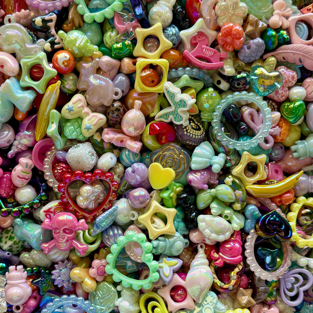 10 pcs Chunky UV Charm Mix, Bead Soup, Kawaii Y2K Kandi Charm Mix, for Crafts, Keychains, Purse Charms