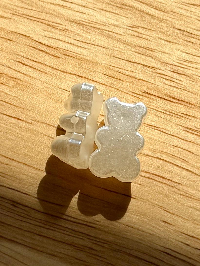 Pearl Acrylic Gummy Bear Beads, Side Hole, 19mm, Hole: 1.6mm, 50 pcs