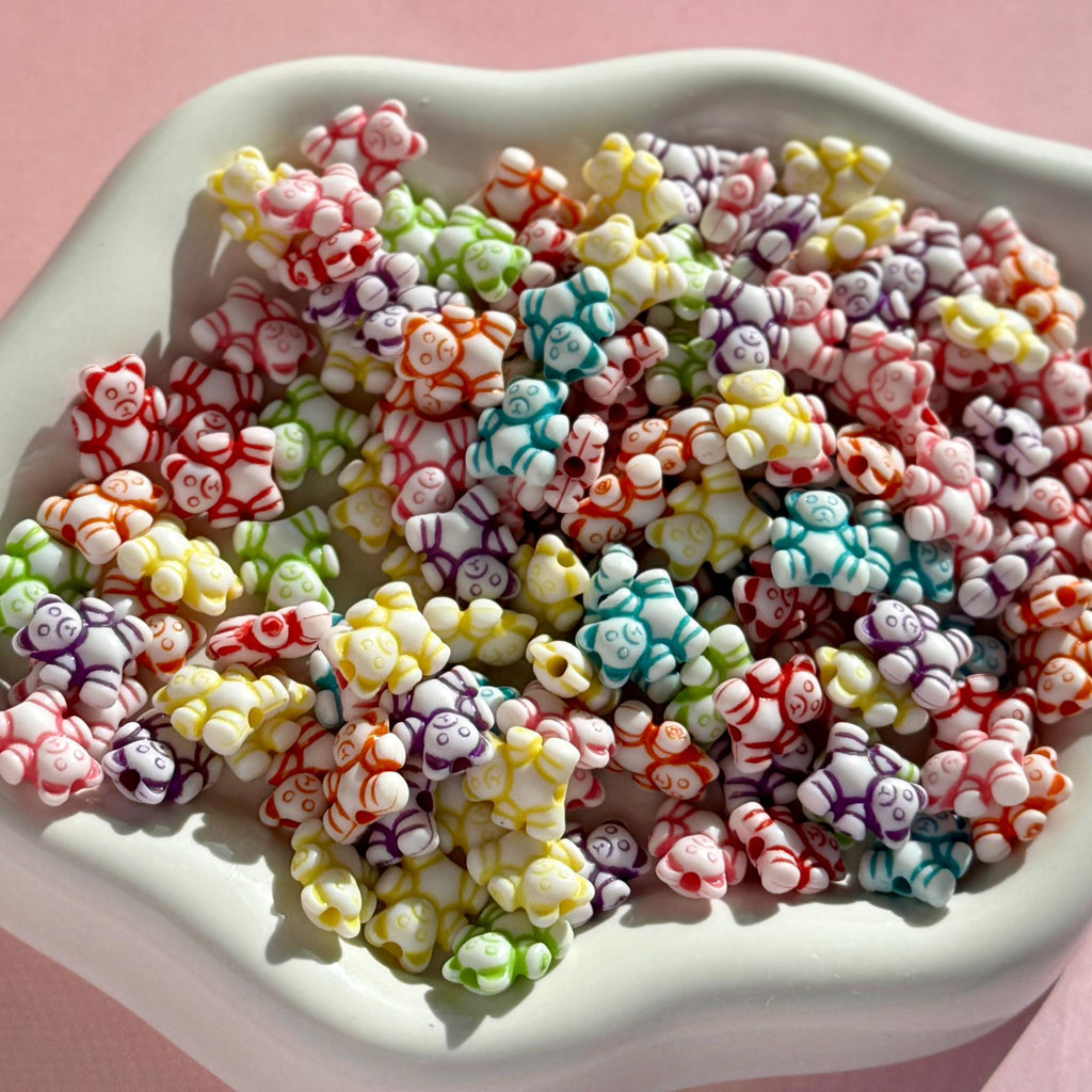Tiny Teddy Bear Beads, 9mm, Hole: 1.5mm, 100 pcs