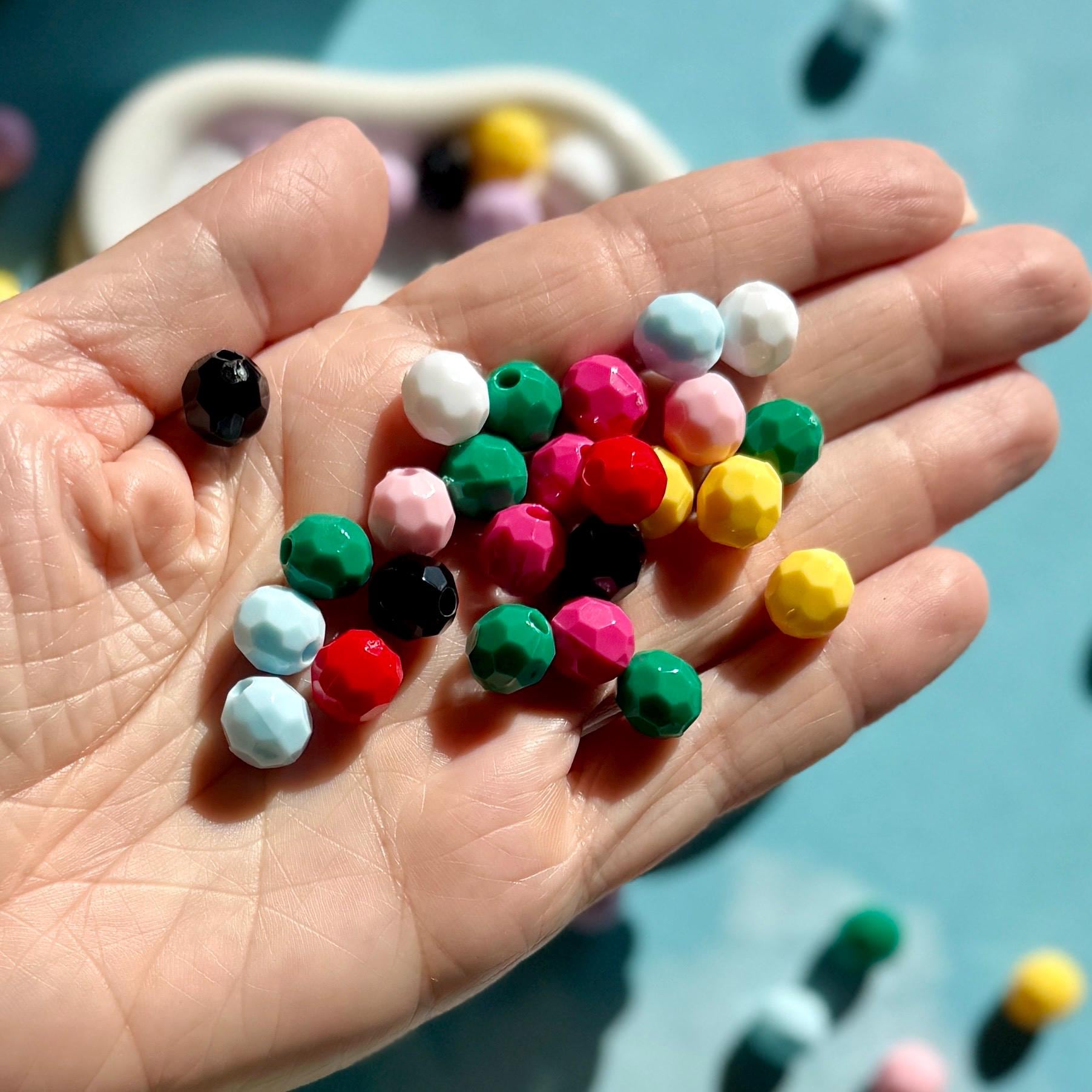 50 pcs 10mm Mixed Faceted Spacer Round Beads, Hole: 3mm