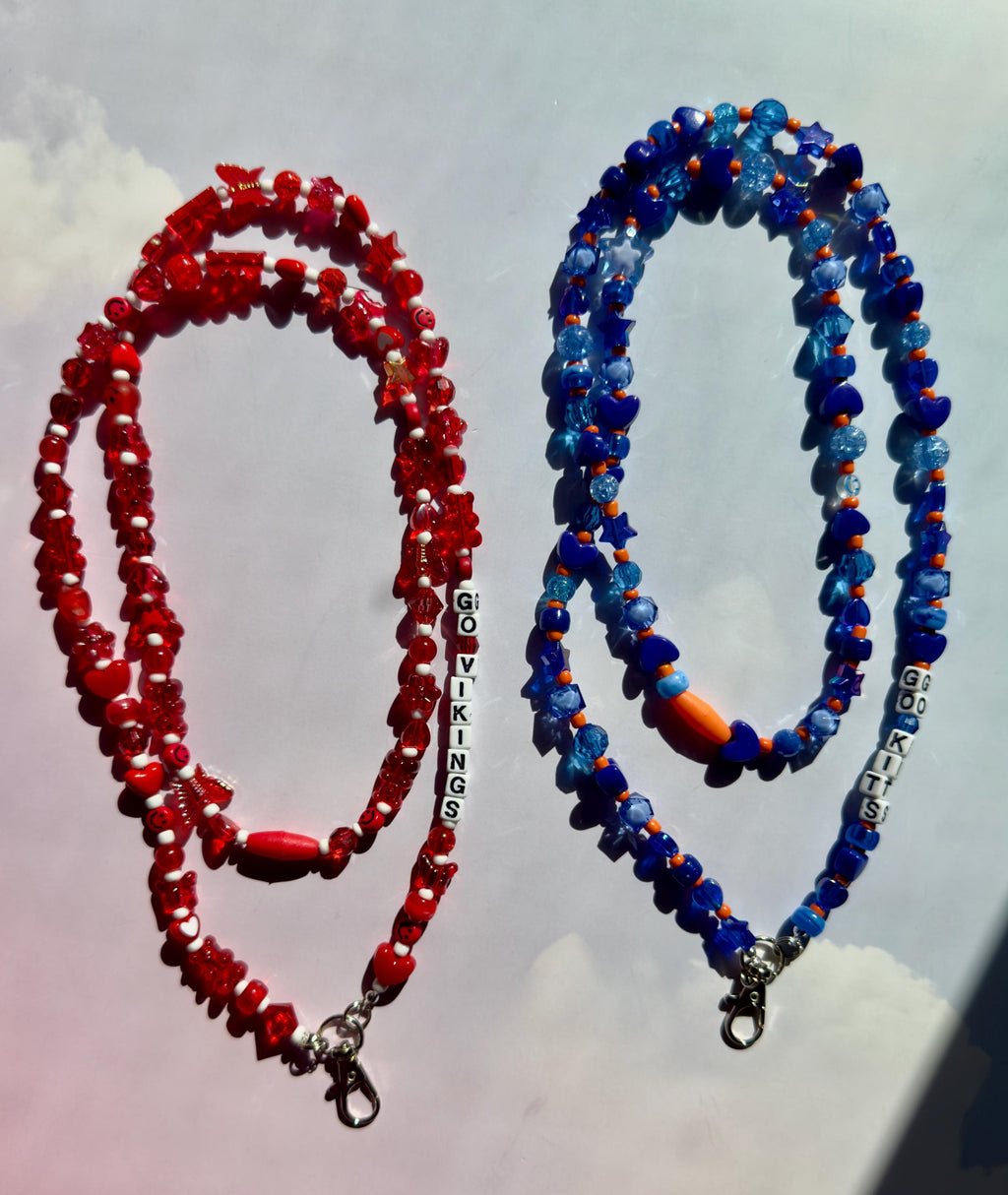 Personalized Beaded School Spirit Lanyard, Kandi Kidcore ID Badge Holder