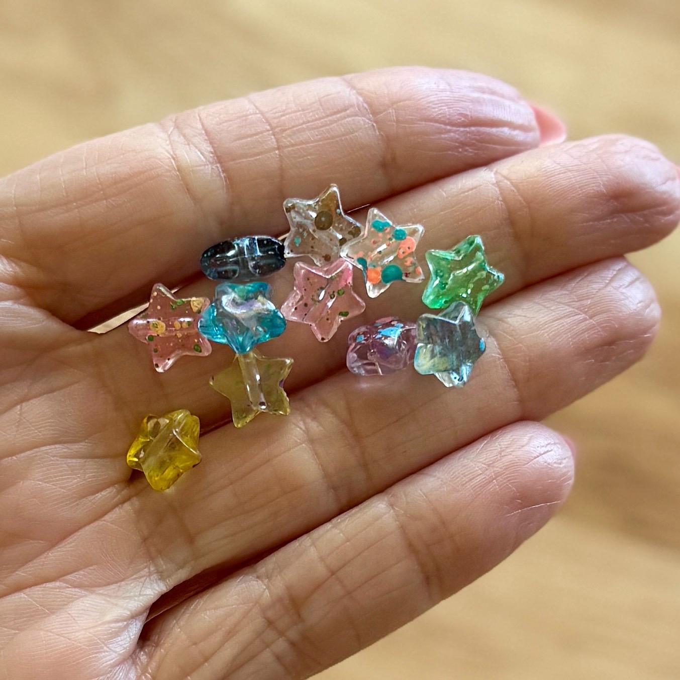 100 pcs Acrylic Star Beads, Speckled Paint, 9.5mm, hole: 1.5mm