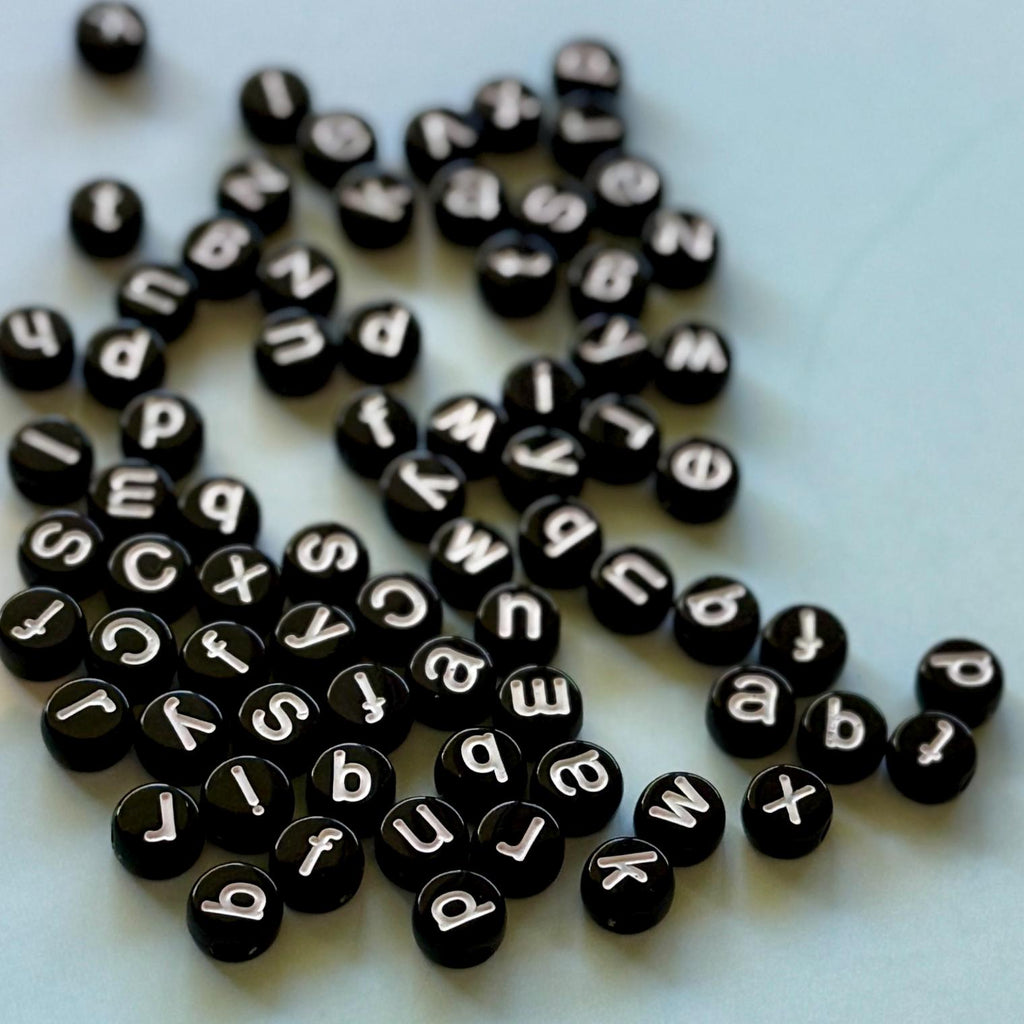 black and white lowercase beads!!! Make Unique Jewelry, Kandi, Kidcore, Teachers, Classrooms, 7mm