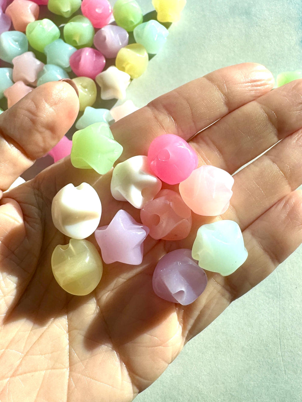 Milky Jelly Star Beads, Kandi Craft Supplies (20 pcs)