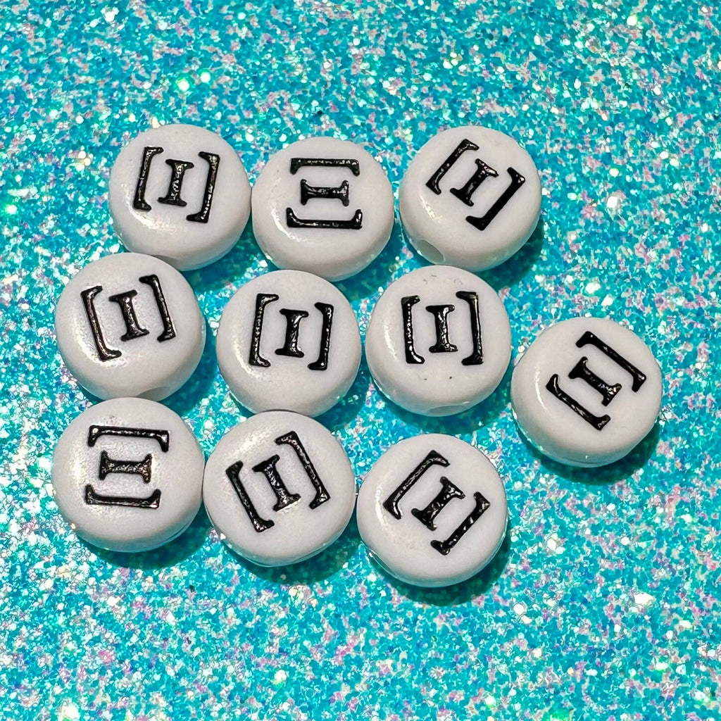 100 Greek Letter Beads: White Acrylic Xi Charms (7mm)