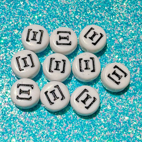 100 Greek Letter Beads: White Acrylic Xi Charms (7mm)