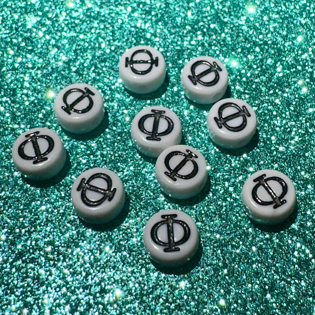 Phi - Greek Letter Beads: DIY Sorority Bracelet Charms (7mm) 100 pc