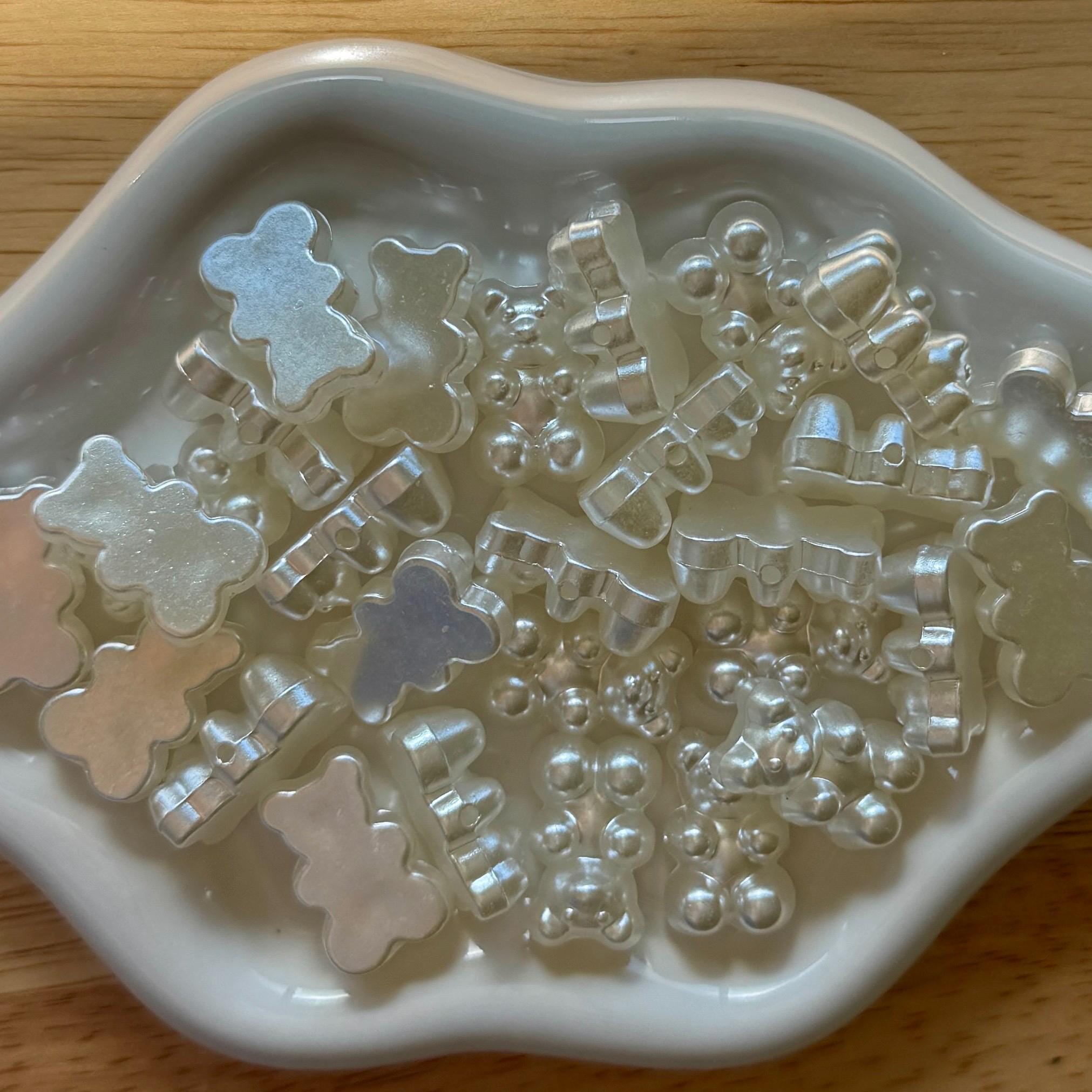 Pearl Acrylic Gummy Bear Beads, Side Hole, 19mm, Hole: 1.6mm, 50 pcs