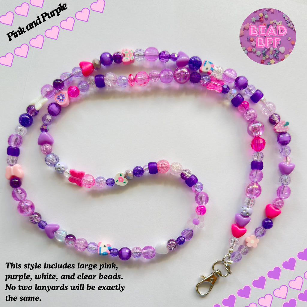 Custom Beaded Lanyard, Vertical Name Beads, Y2K Kidcore Style